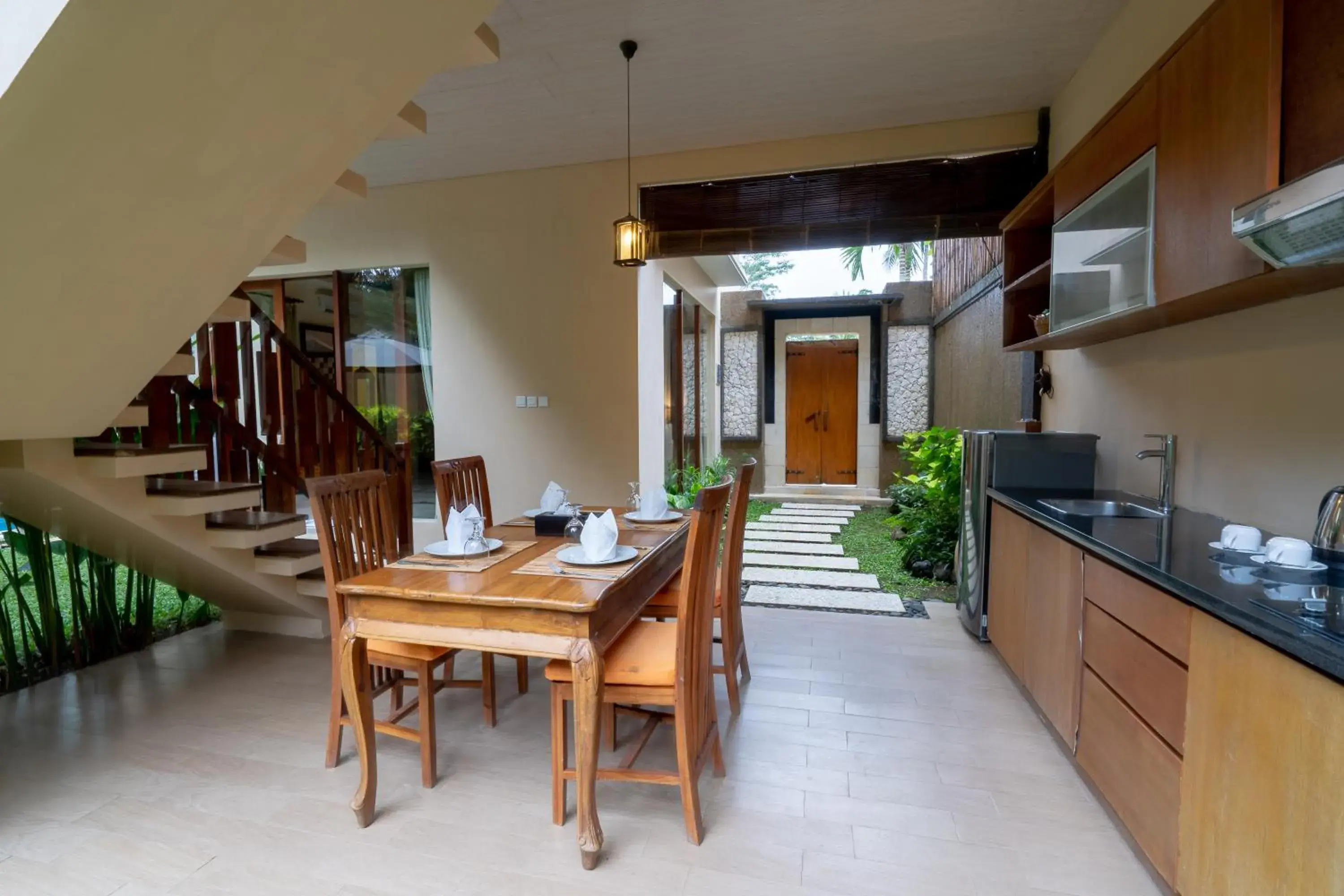 Kitchen or kitchenette, Dining Area in Ashoka Tree Resort at Tanggayuda