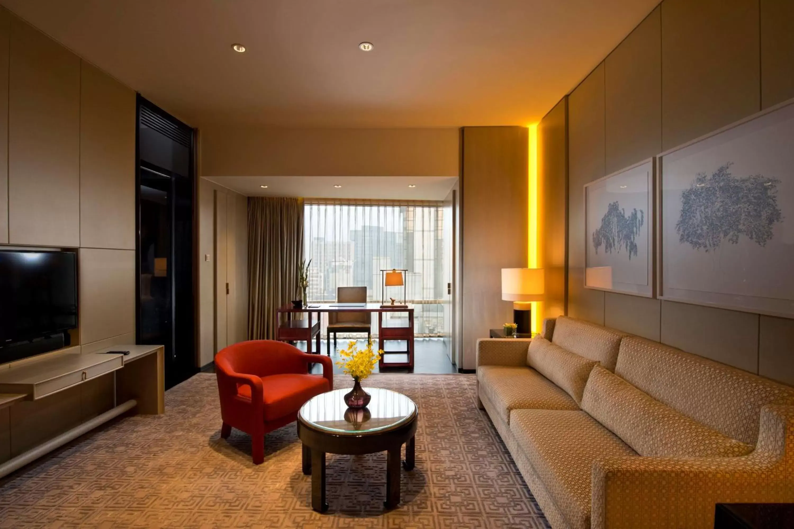 Living room, Seating Area in Waldorf Astoria Beijing