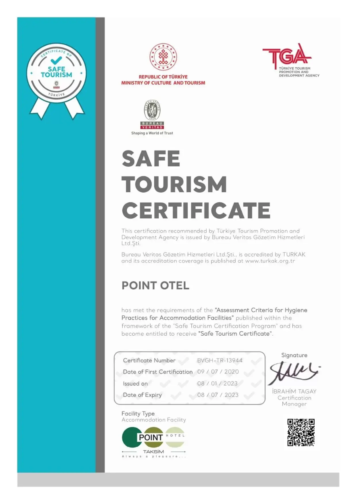 Certificate/Award in Point Hotel Taksim