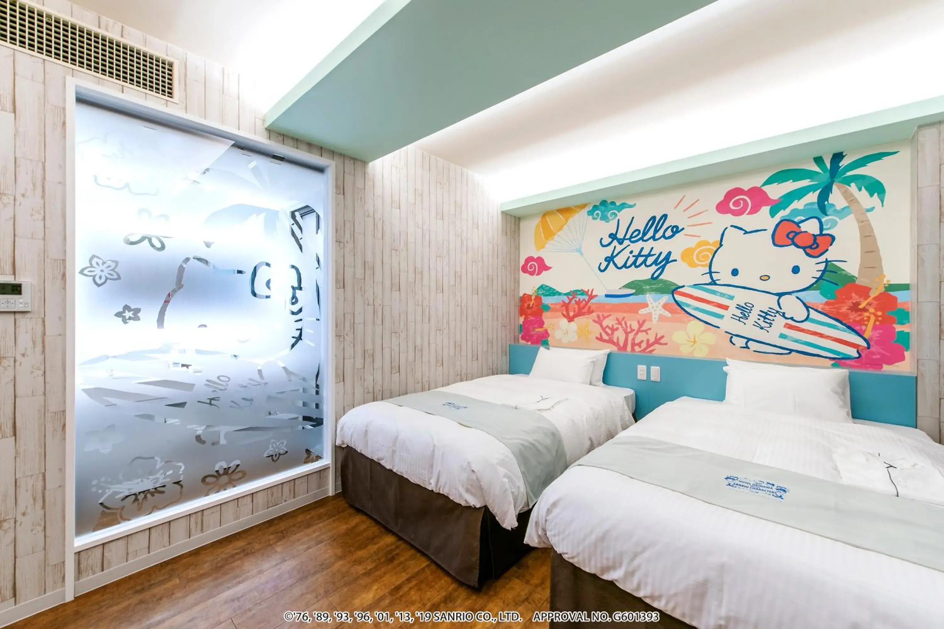 Bed in Hotel Okinawa With Sanrio Characters