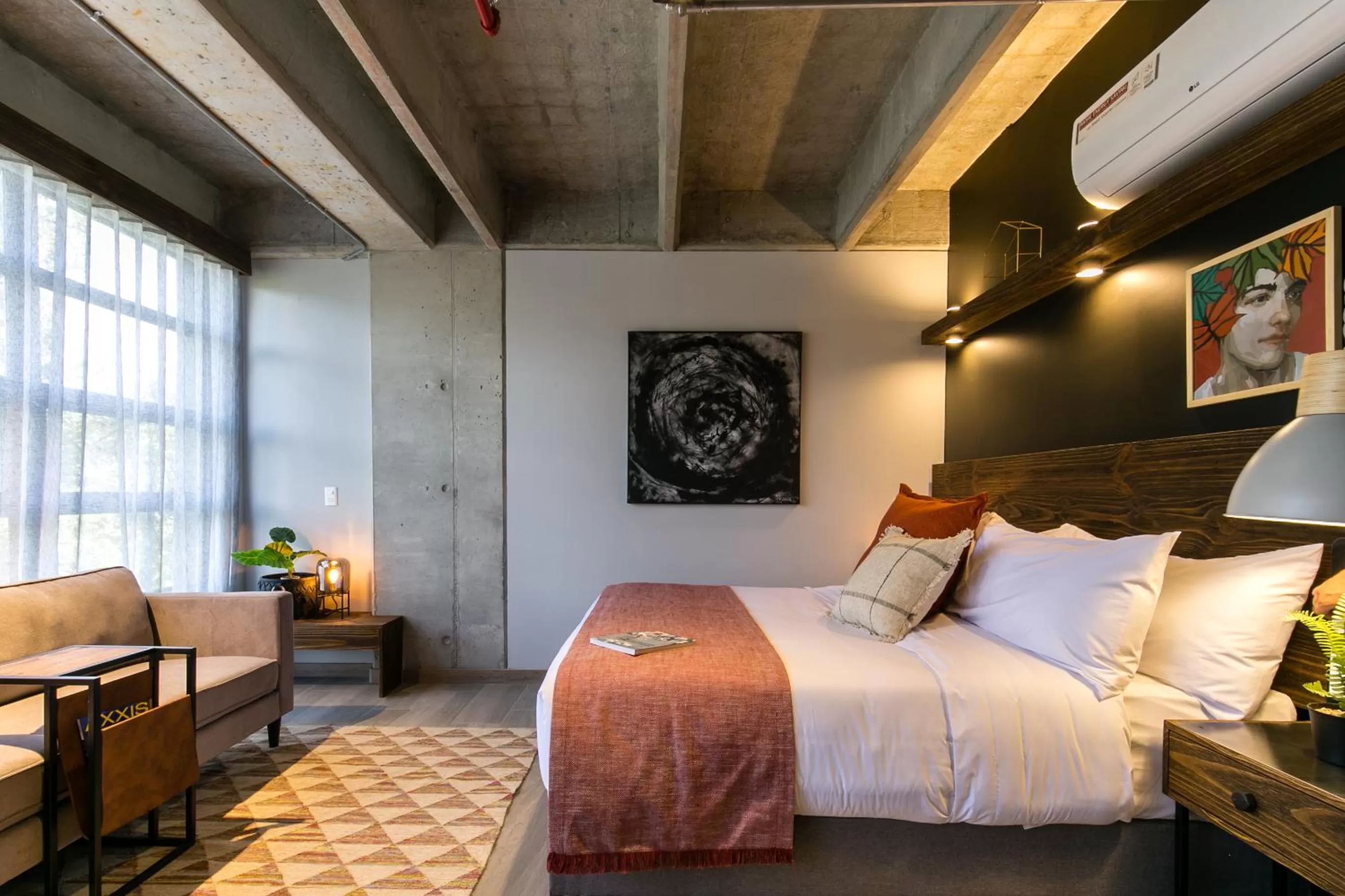 Living room, Bed in Factory Lofts Hotel