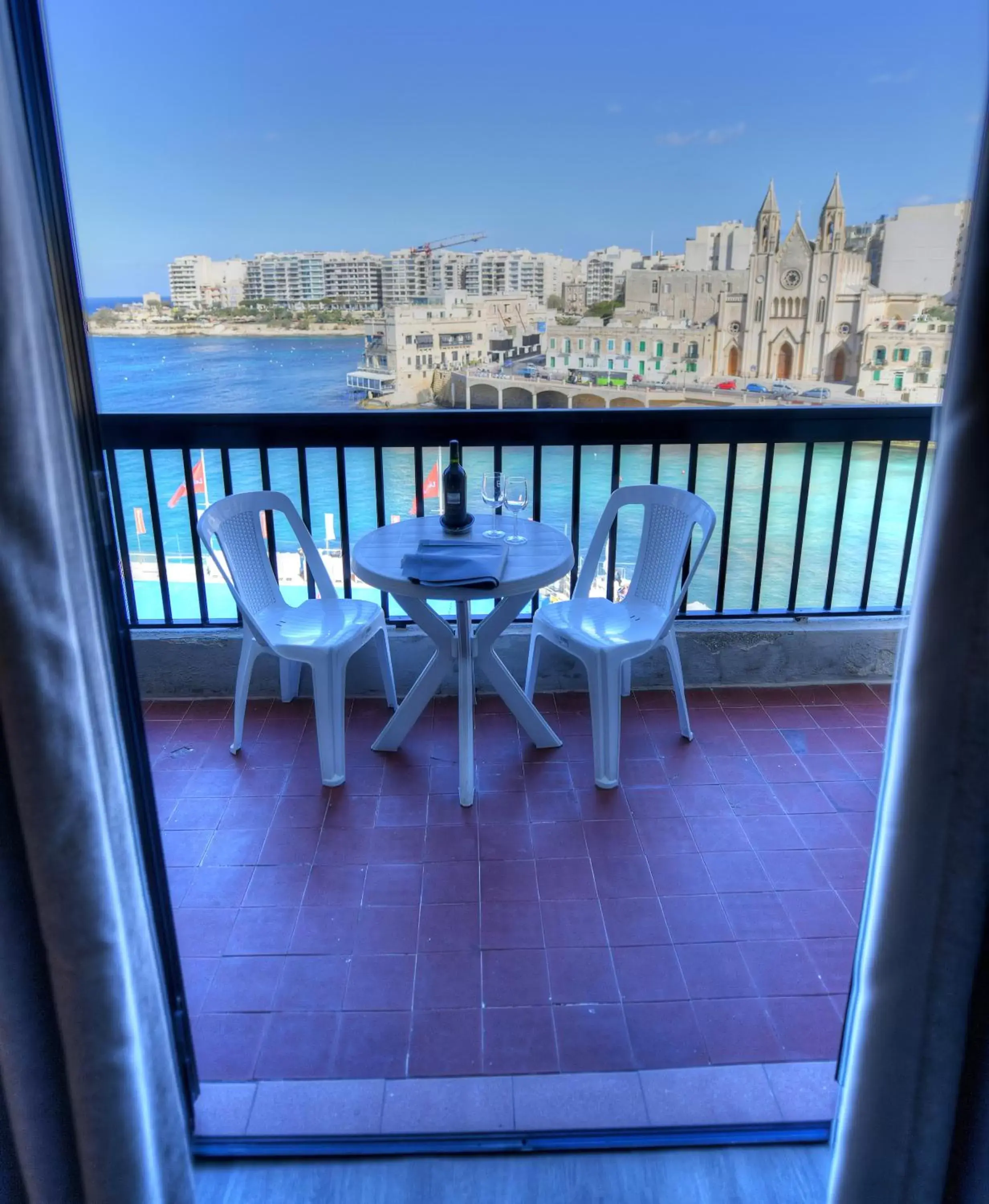 View (from property/room), Balcony/Terrace in St. Julian's Bay Hotel