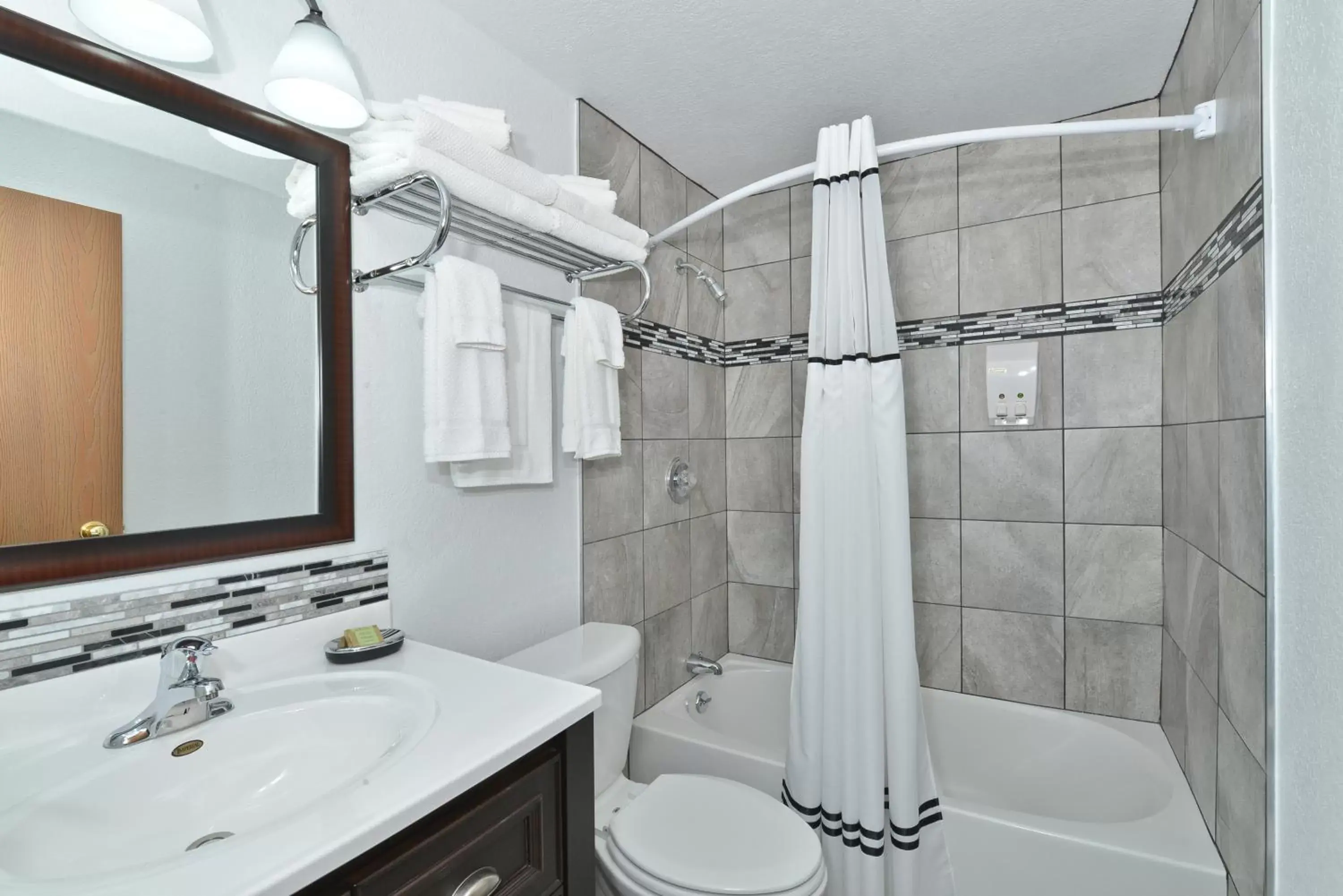 Bathroom in Super 8 by Wyndham Deadwood Black Hills Area