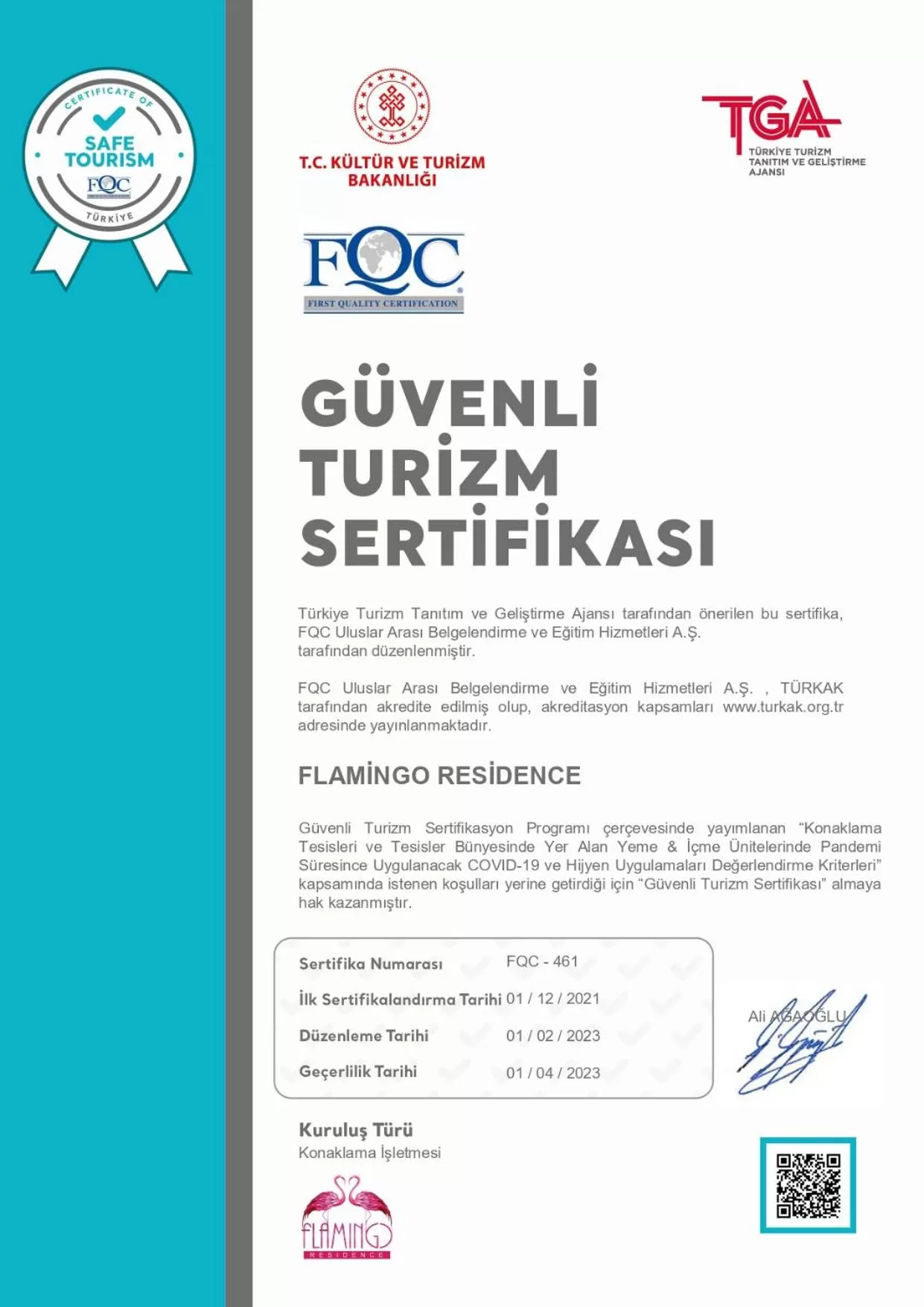 Logo/Certificate/Sign in Flamingo Residence