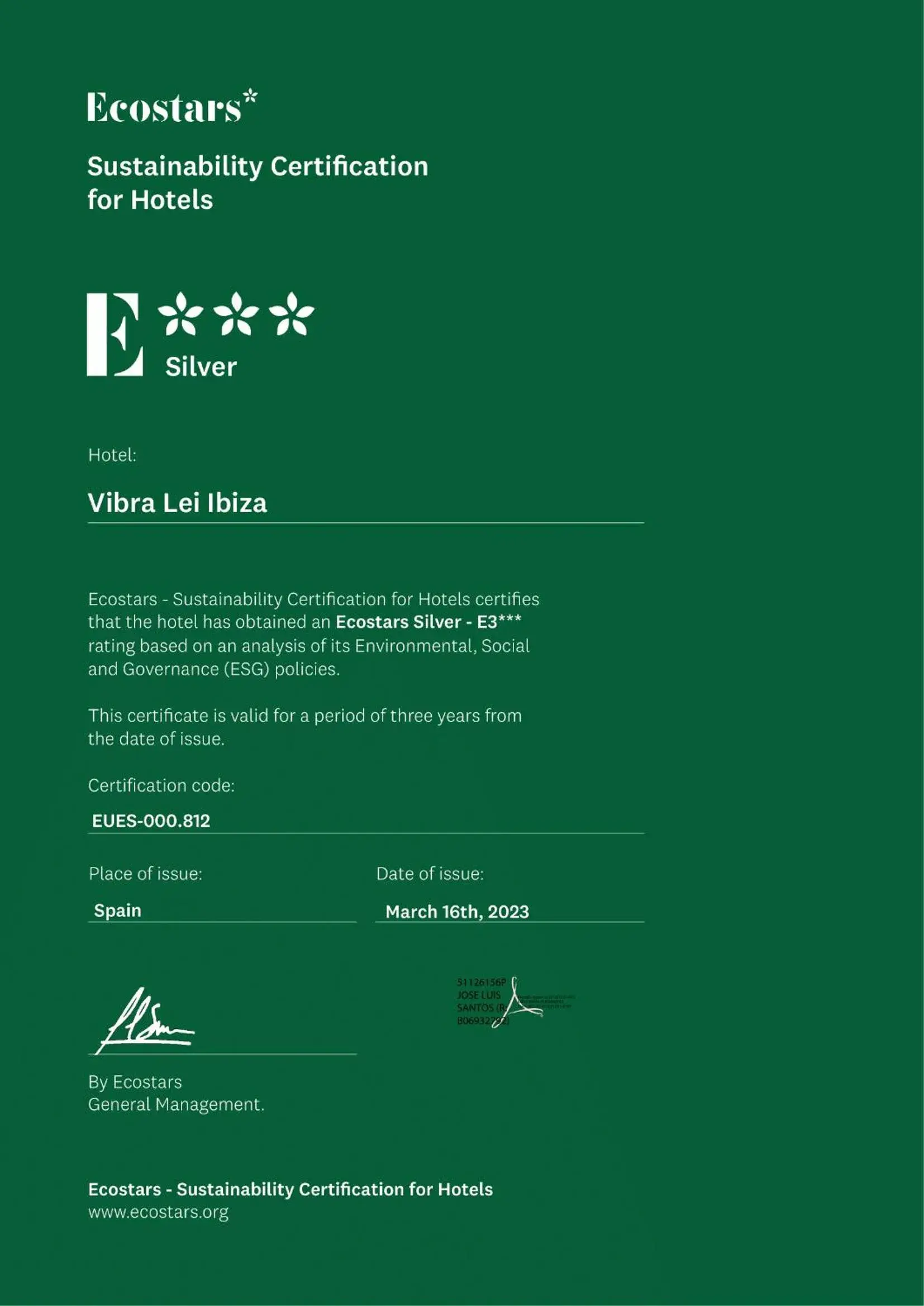 Logo/Certificate/Sign in Hotel Vibra Lei Ibiza
