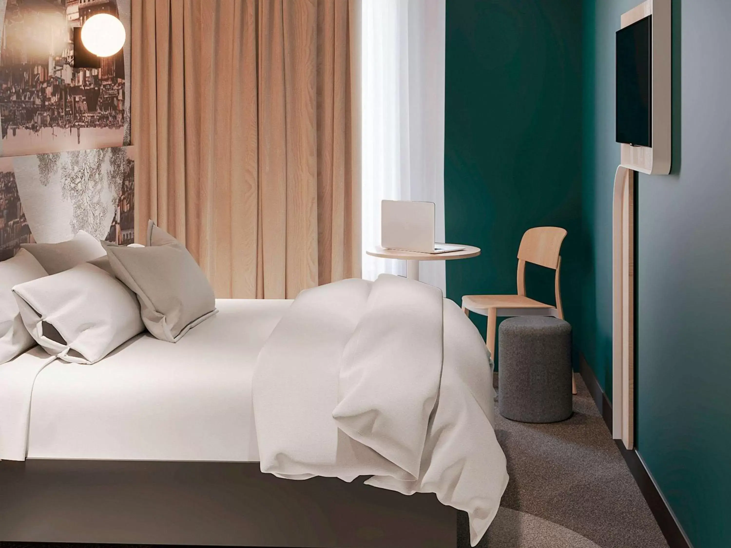Bedroom, Bed in ibis styles Paris Montmartre Batignolles