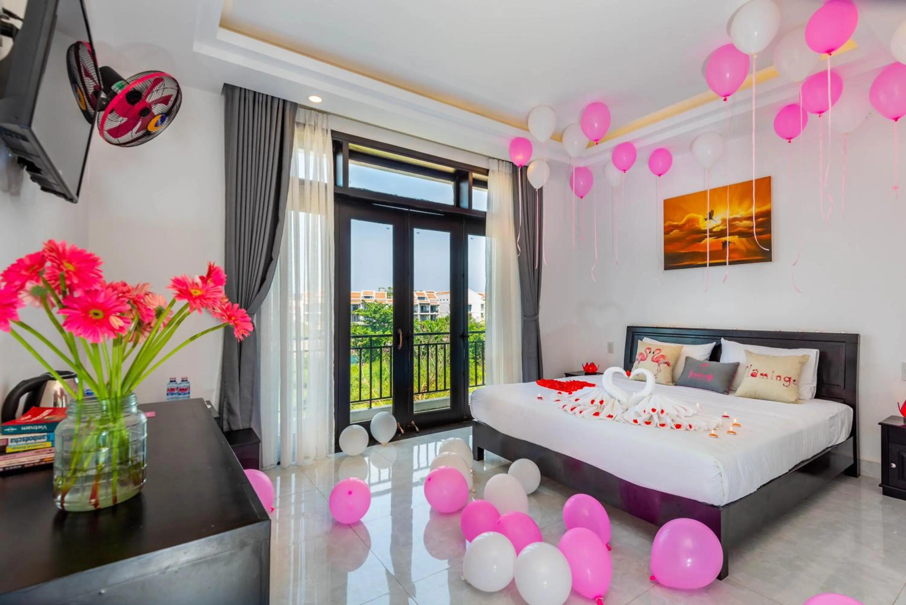 Photo of the whole room, Bed in Flamingo Villa Homestay - Big Rooms with Balcony - Close to Hoi An Old Town 200m & Temple Bridge - Large Outside Pool for Sun Bathing