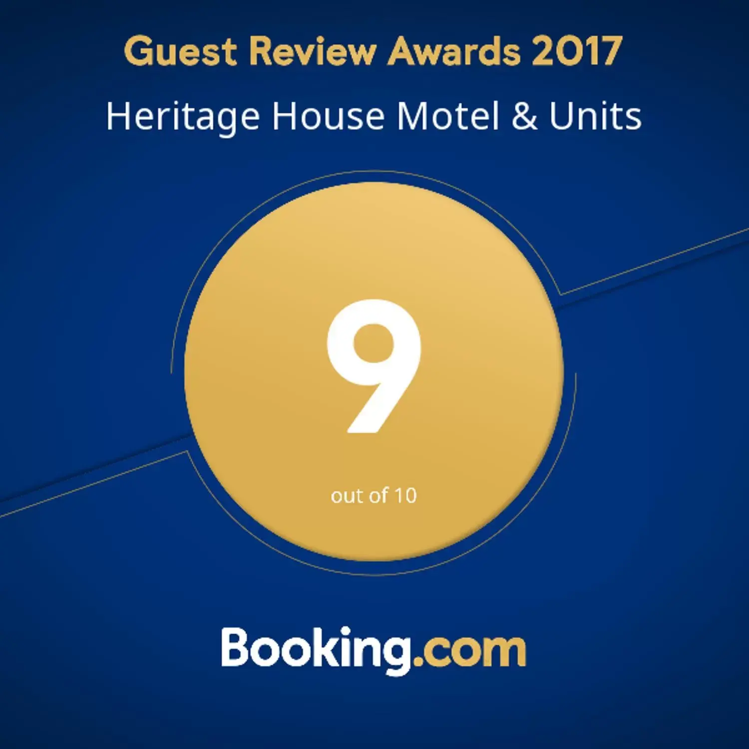 Certificate/Award in Heritage House Motel & Units