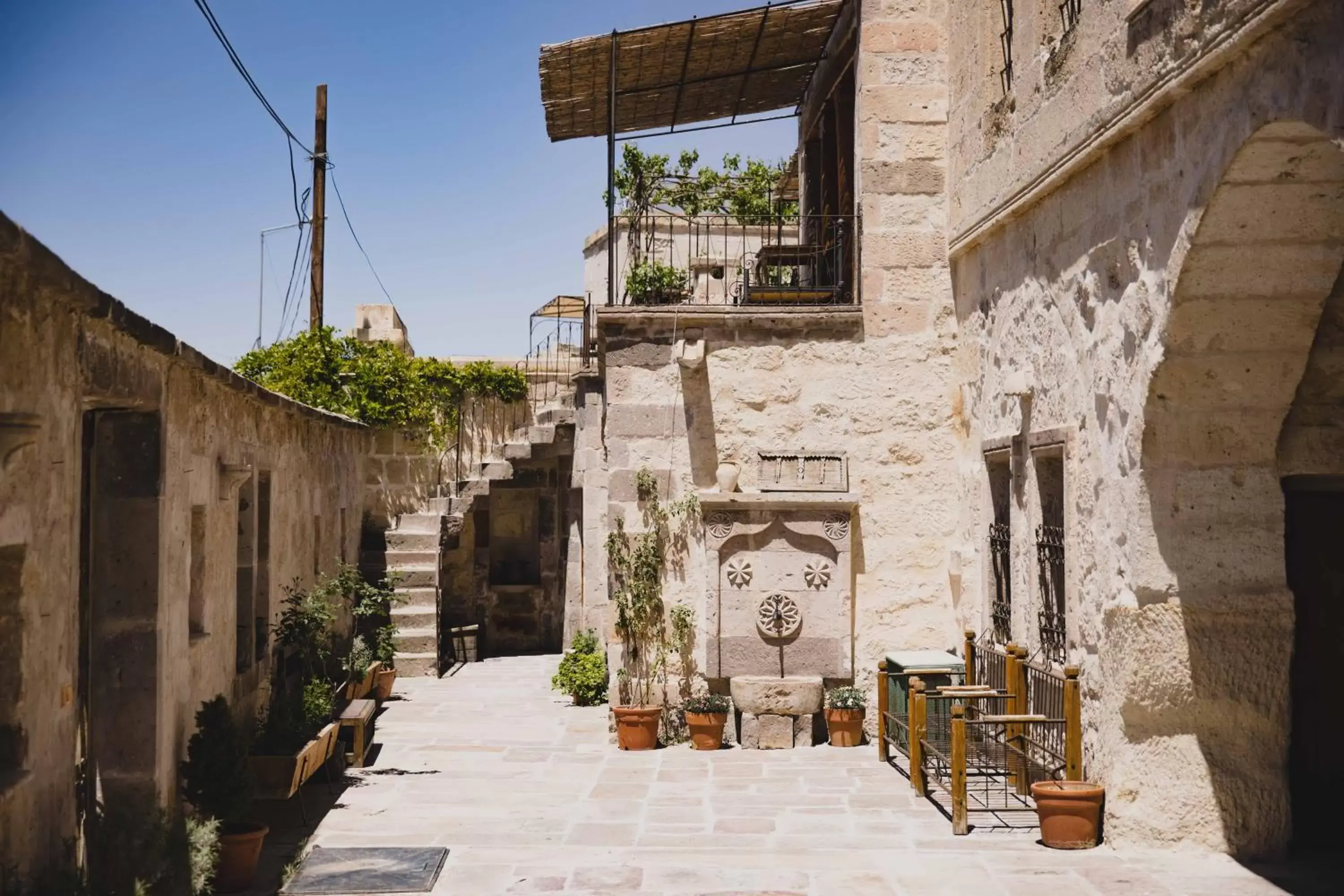 Inner courtyard view in Aza Cave Cappadocia