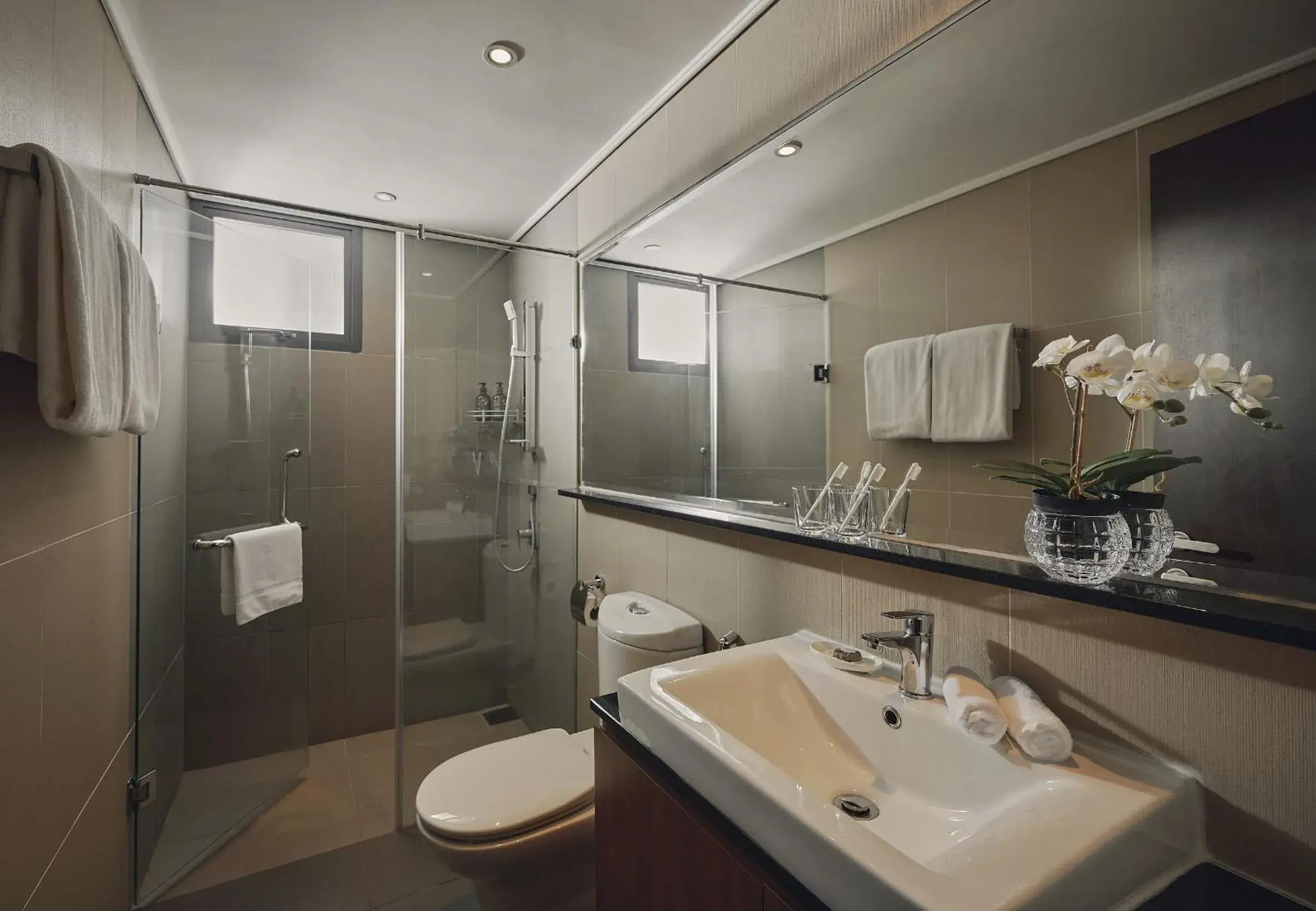 Shower, Bathroom in TRILLION SUITES by SLG