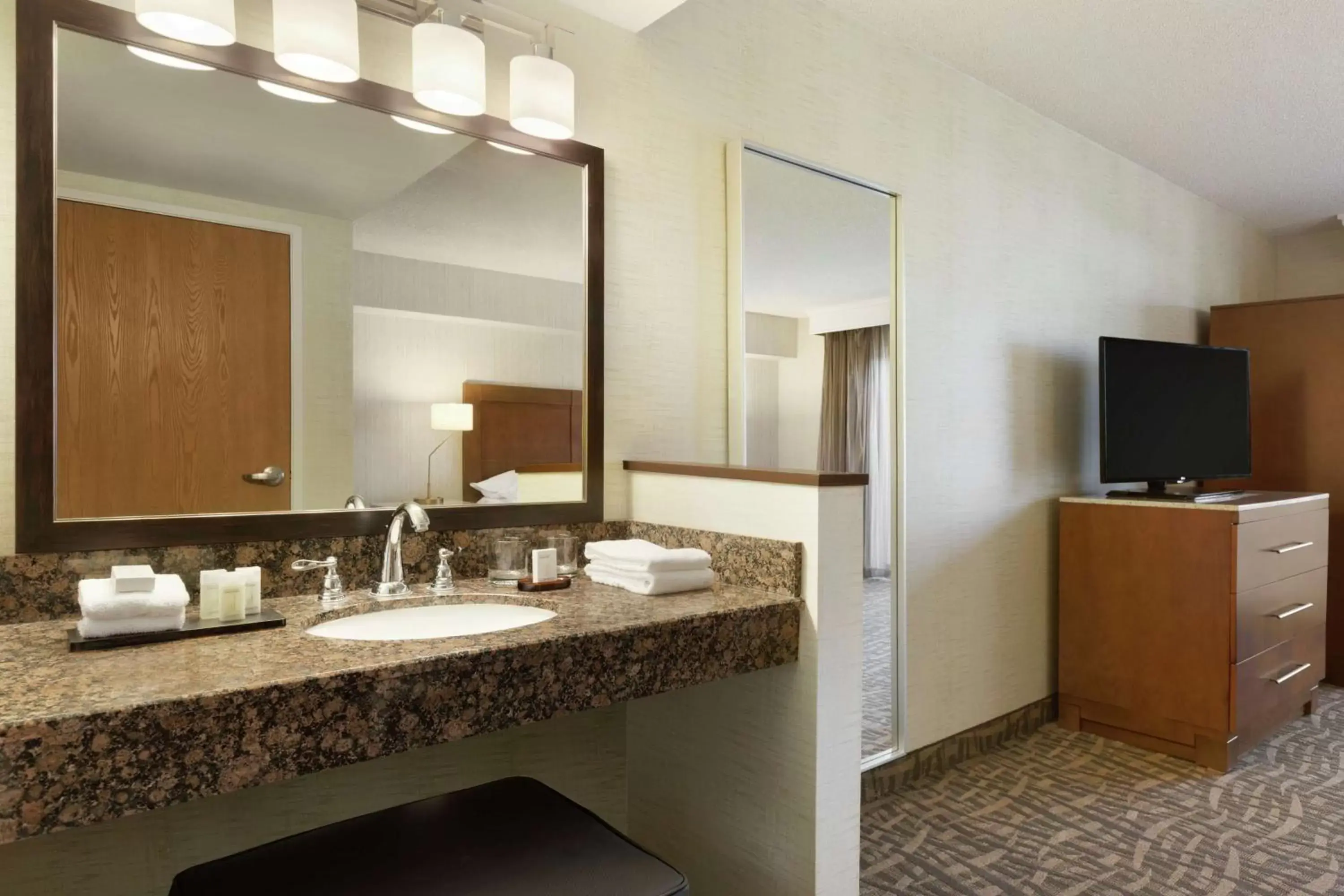 Bedroom, Bathroom in Embassy Suites by Hilton Santa Ana Orange County Airport