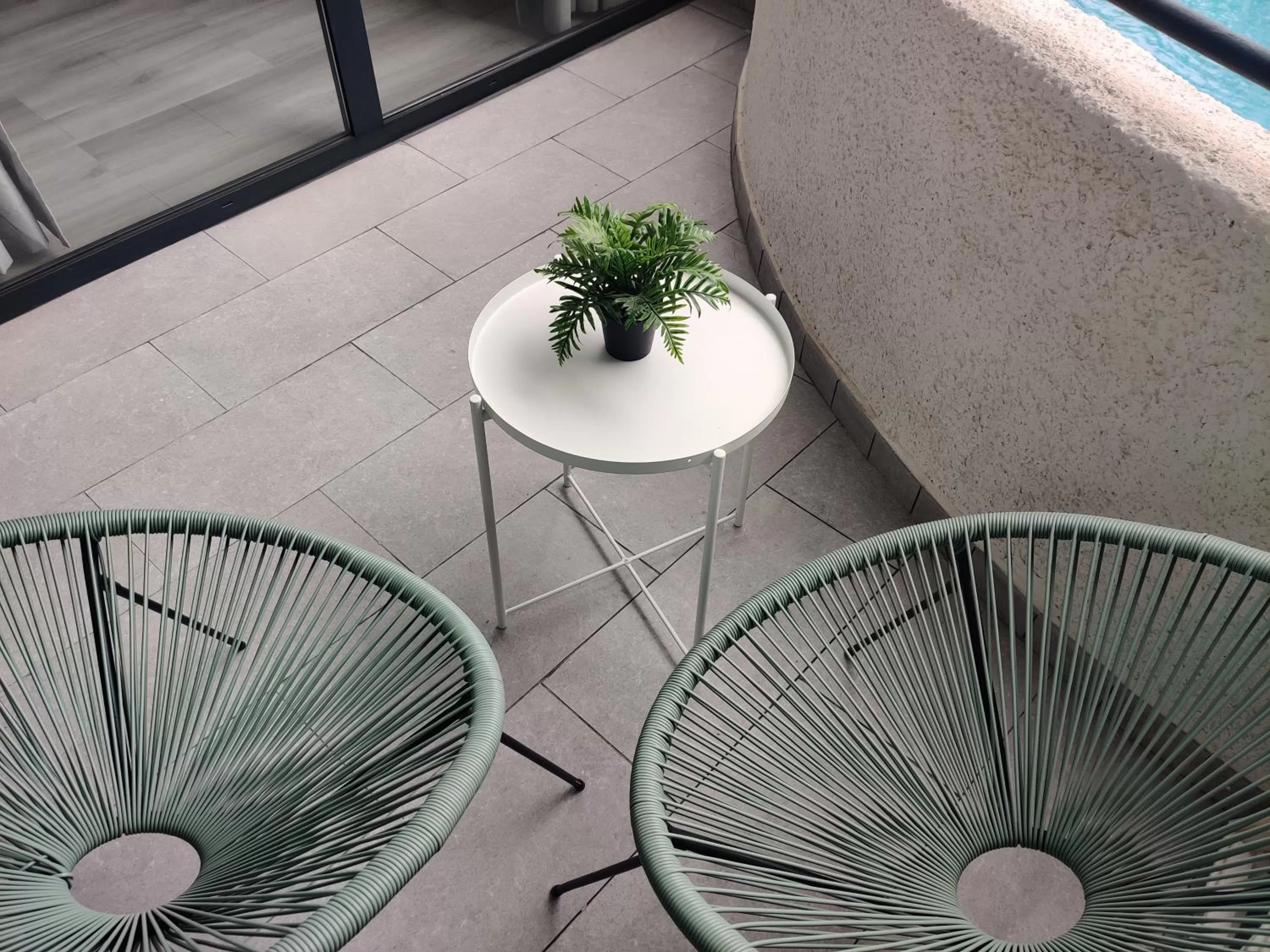 Balcony/Terrace in Luxury Apartment with pool view