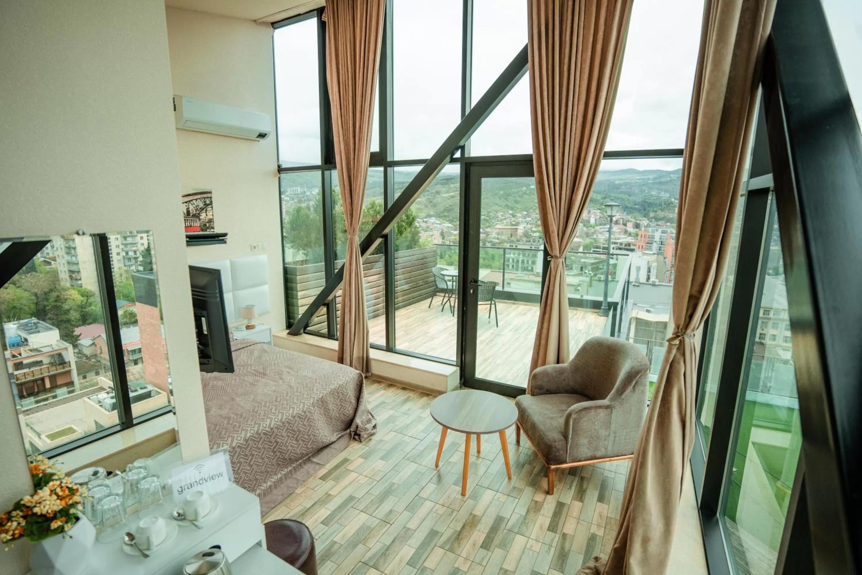 Communal lounge/ TV room in Hotel Grand View in Tbilisi