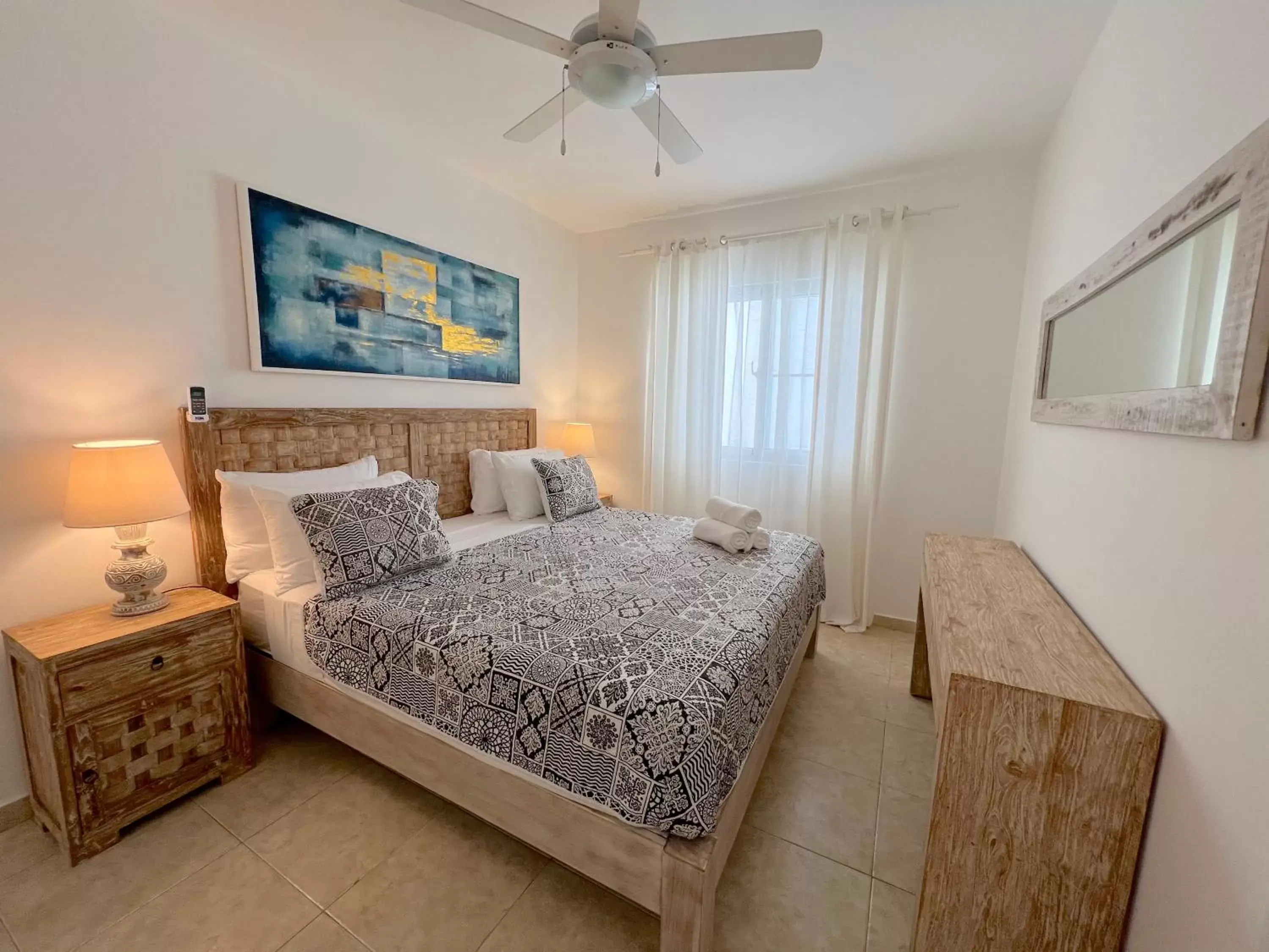 Bedroom, Bed in TROPICAL VILLAGE playa LOS CORALES