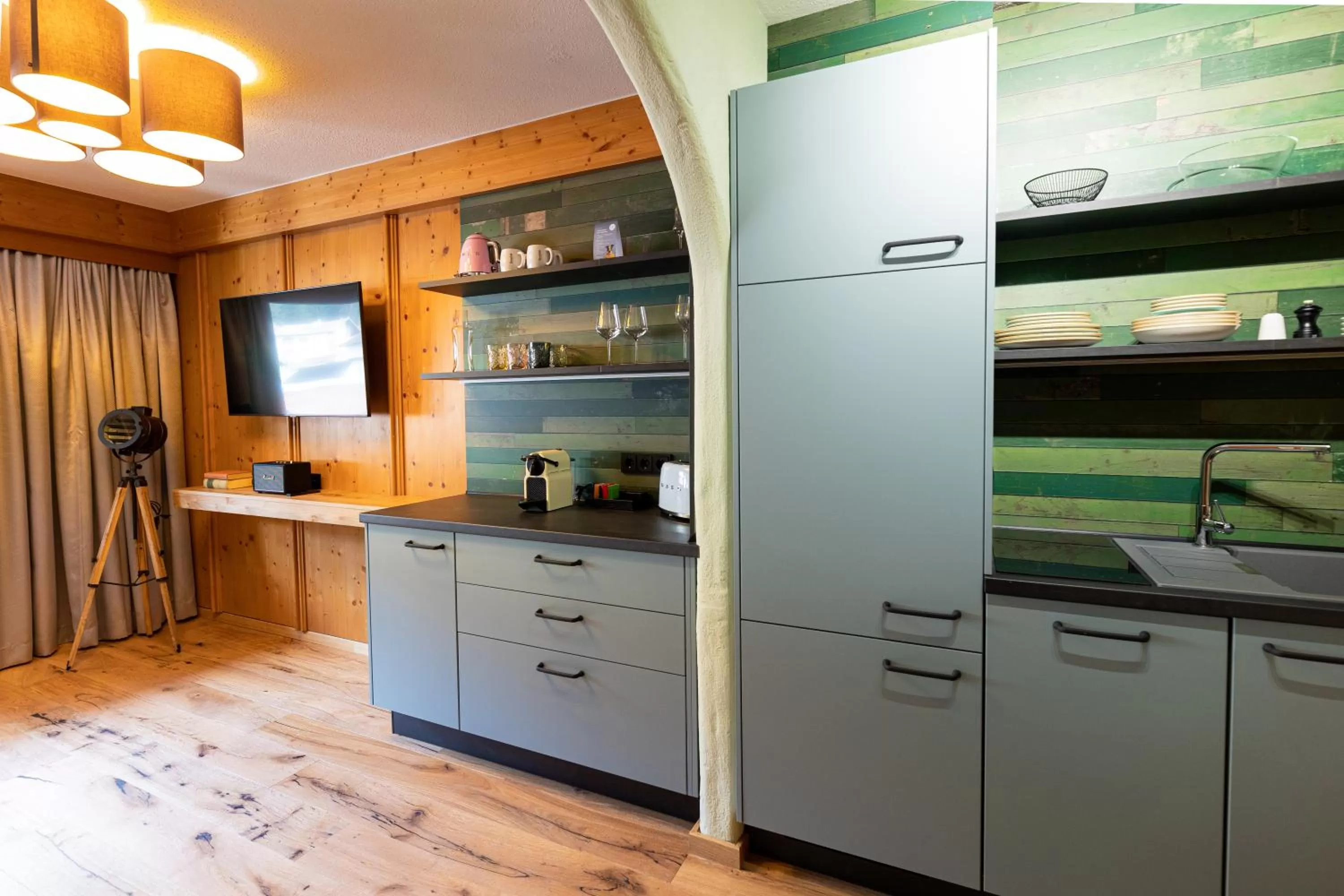 Kitchen or kitchenette in Wellness Aparthotel "Lechlife" incl Pool - 400m zum LIFT