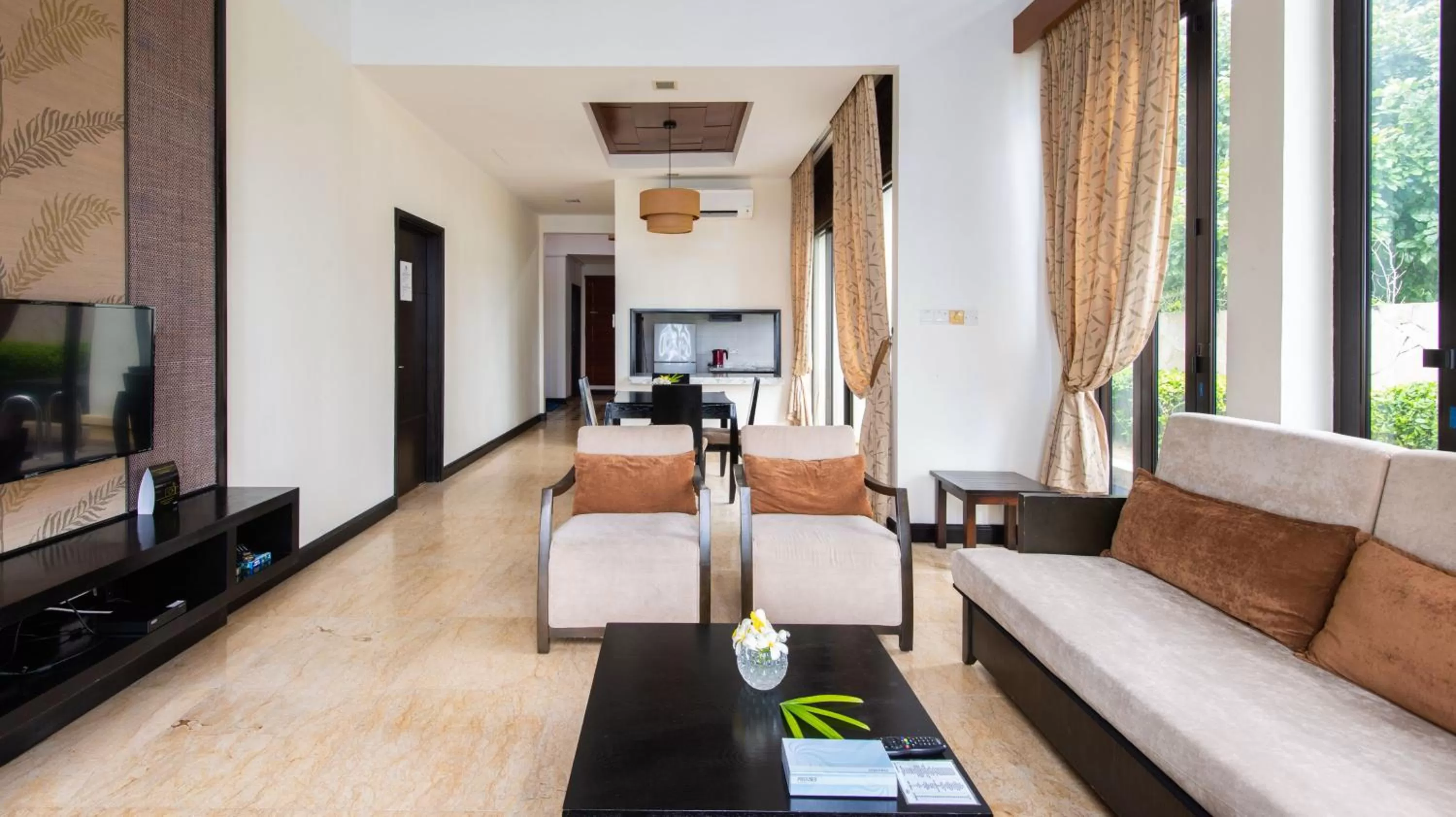 Bed in Sabah Beach Villas & Suites