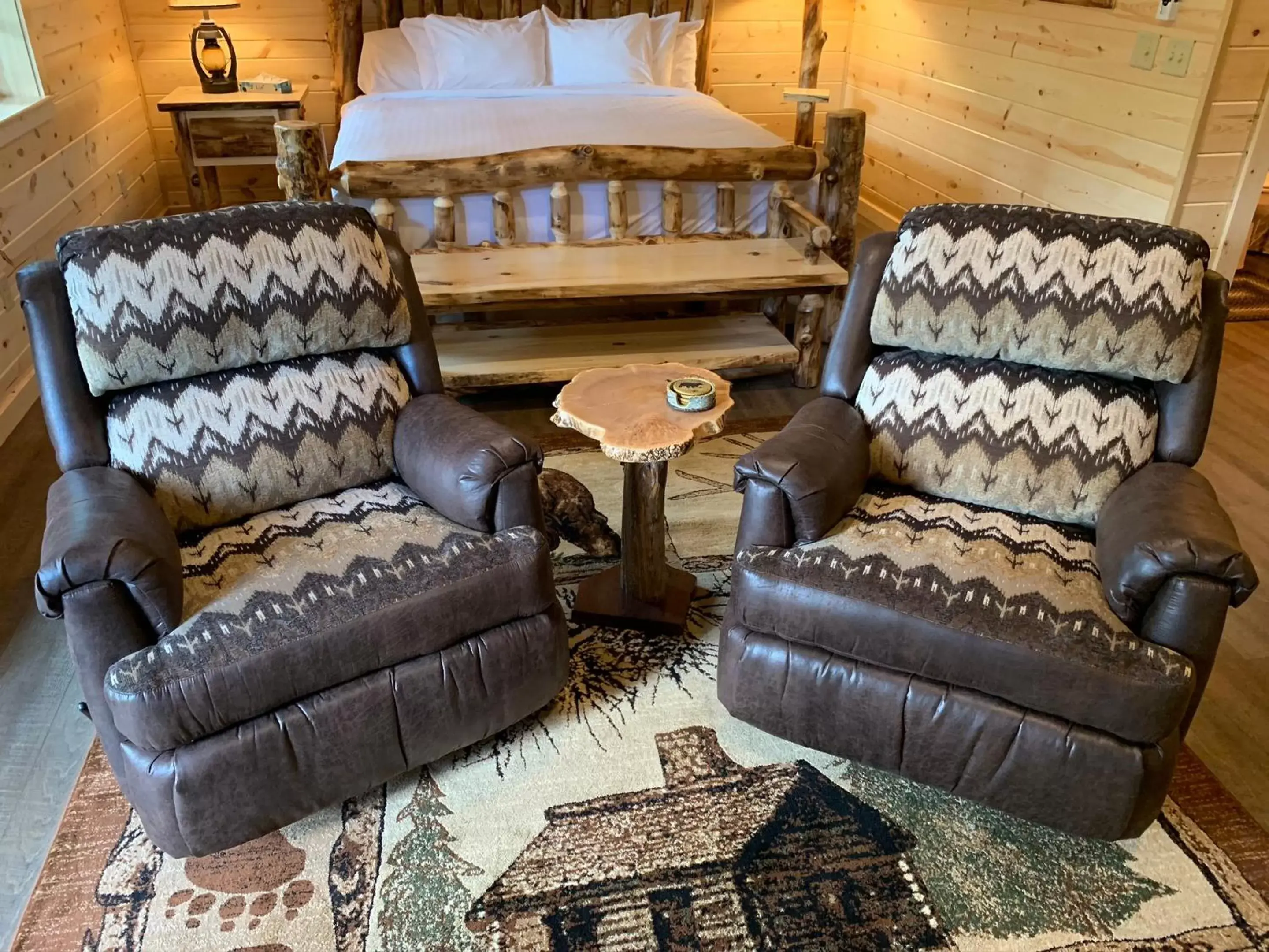 Seating area in Waterview Lodge by Amish Country Lodging