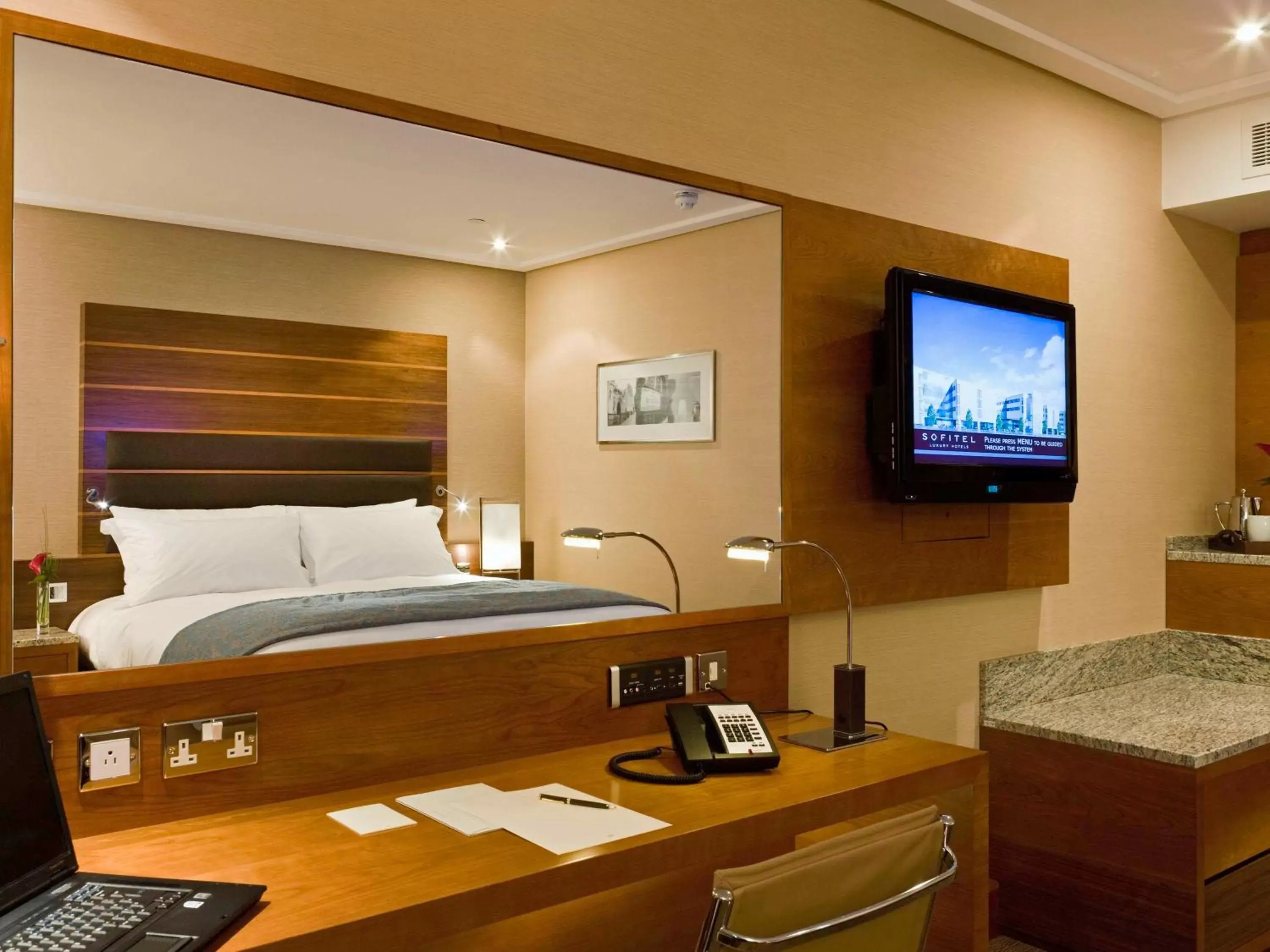 Bedroom, Bed in Sofitel London Heathrow