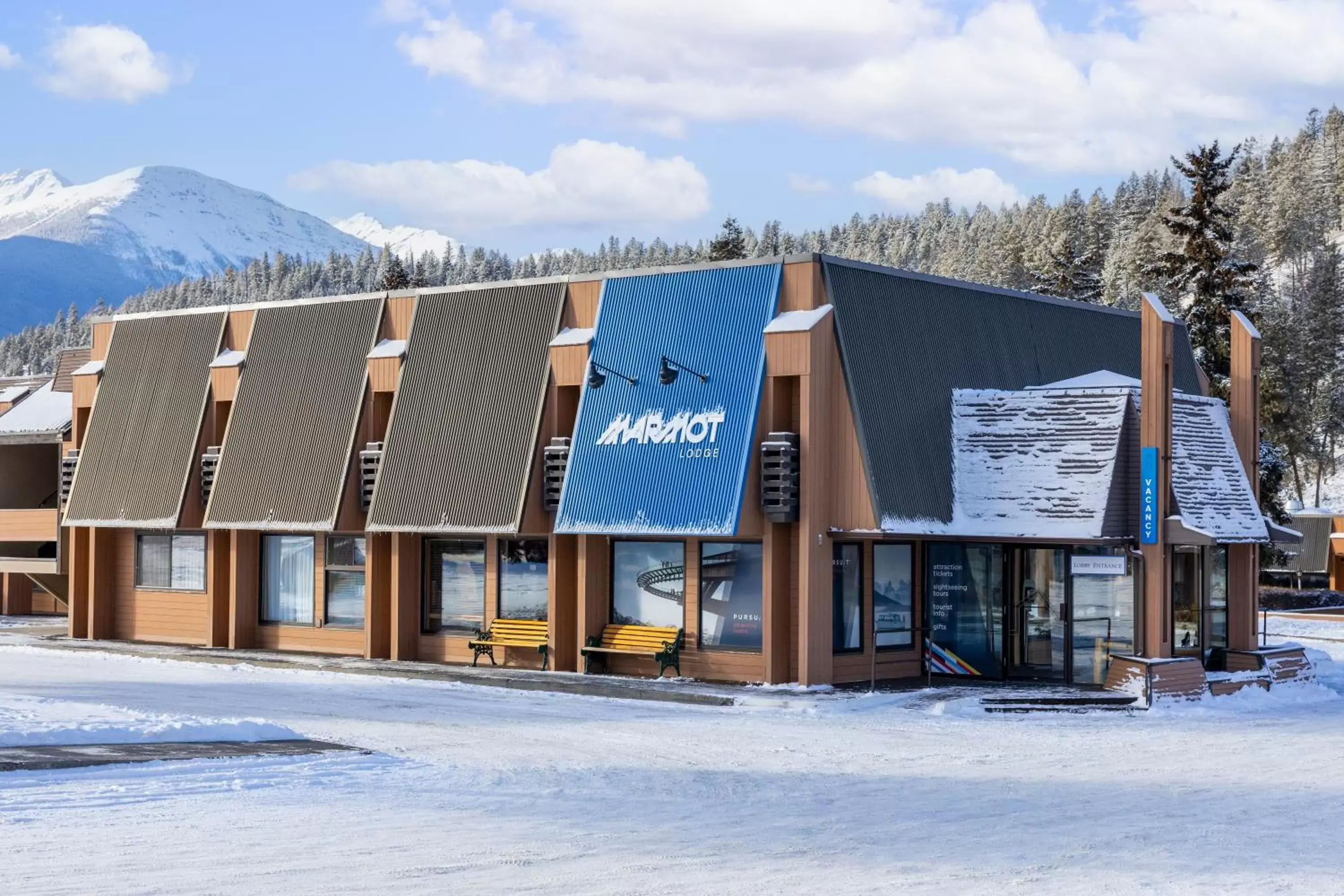 Property building, Winter in Marmot Lodge Jasper