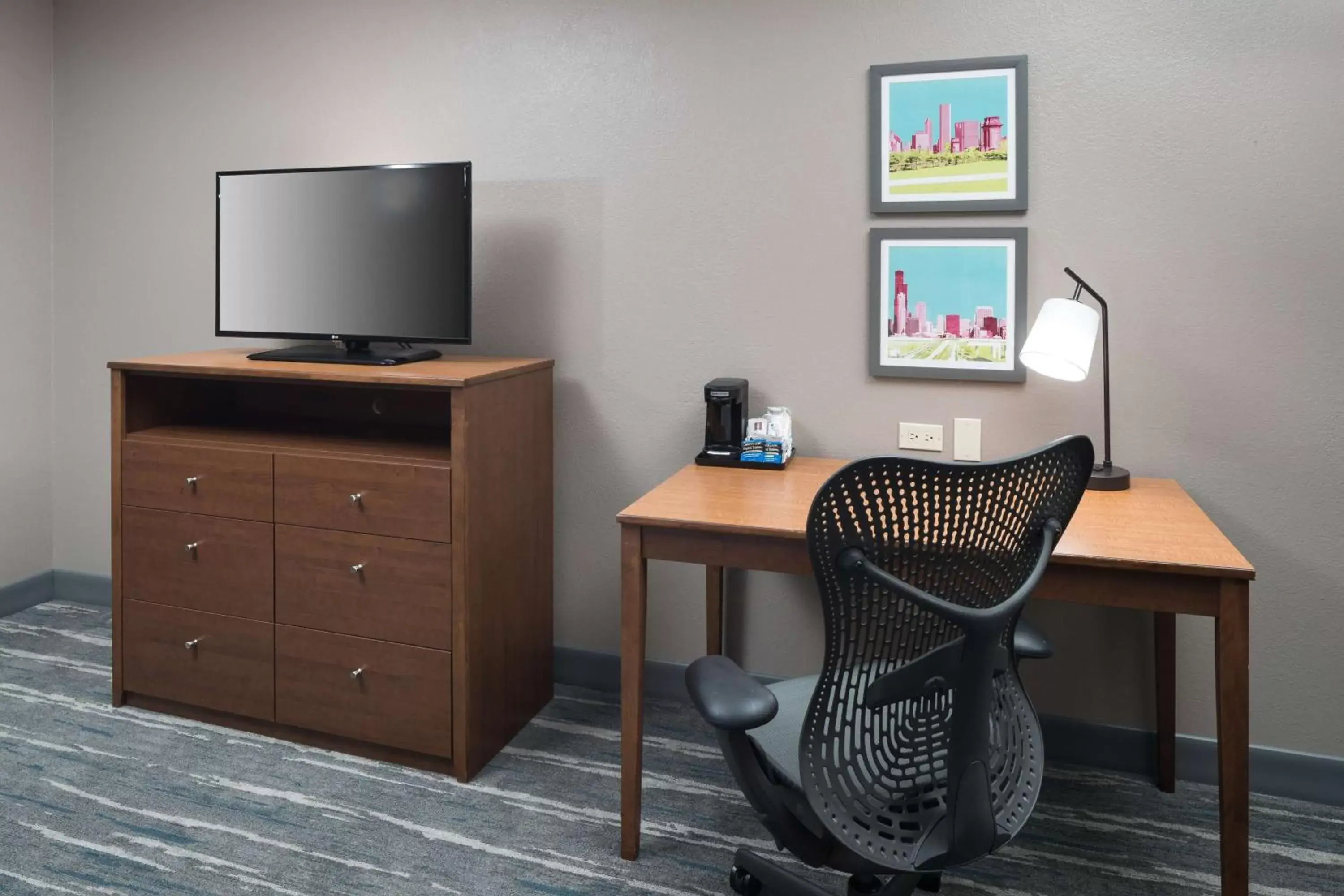 Bedroom, TV/Entertainment Center in Hampton Inn & Suites Chicago North Shore