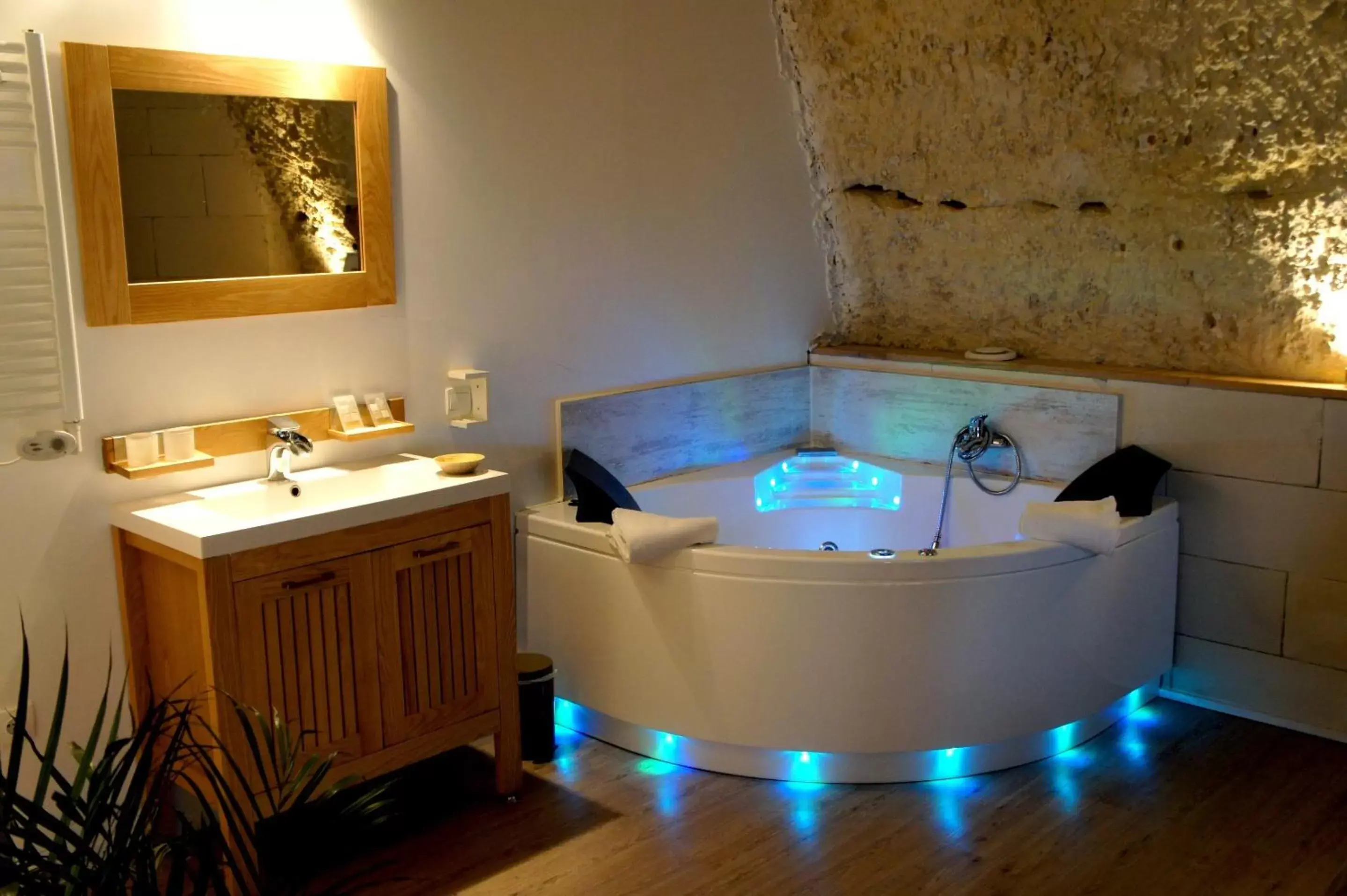 Hot Tub, Bathroom in Chambres d'Hôtes Troglodytes Le Clos de L'Hermitage