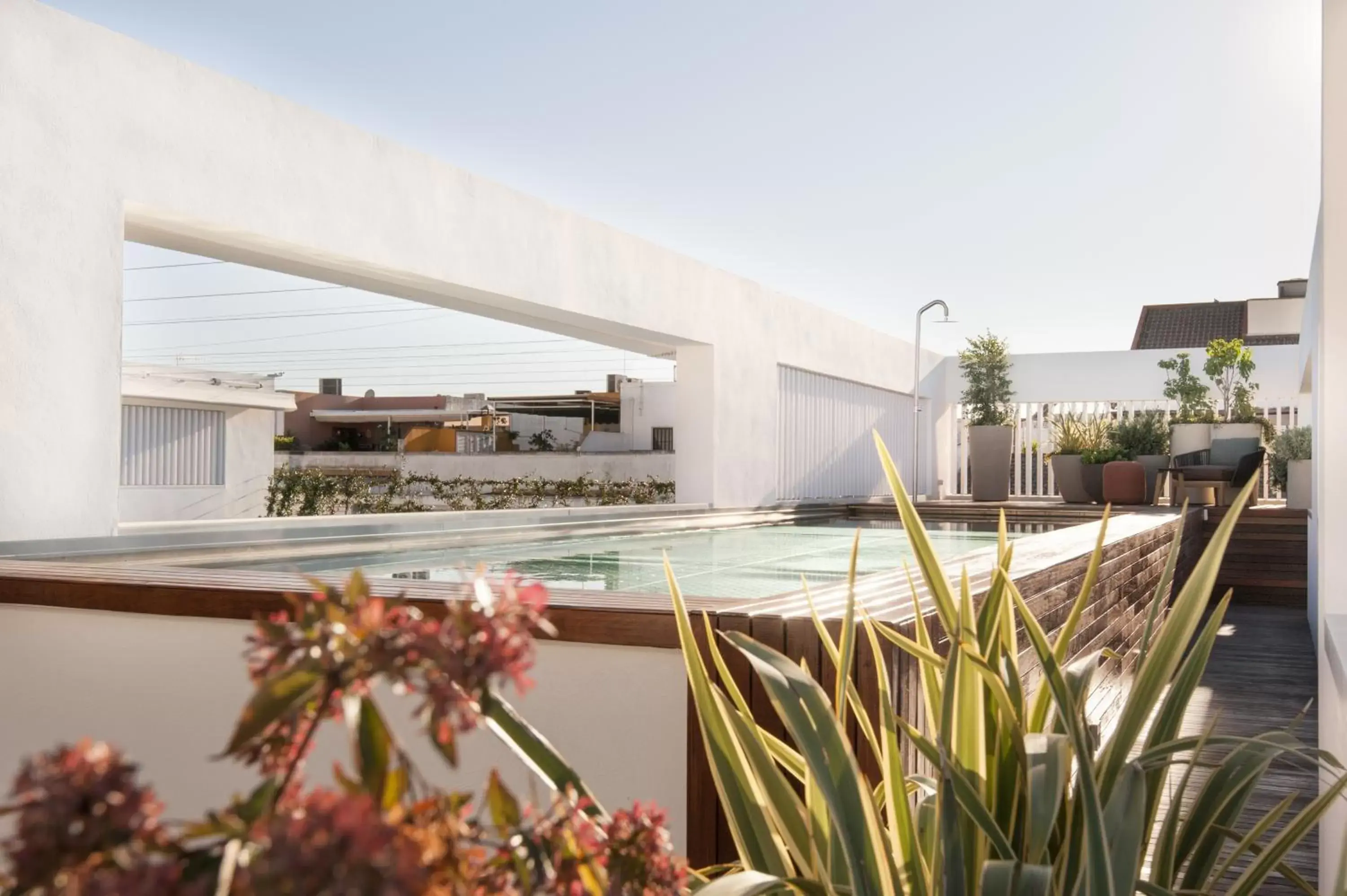 Balcony/Terrace, Swimming Pool in Hotel Mercer Sevilla