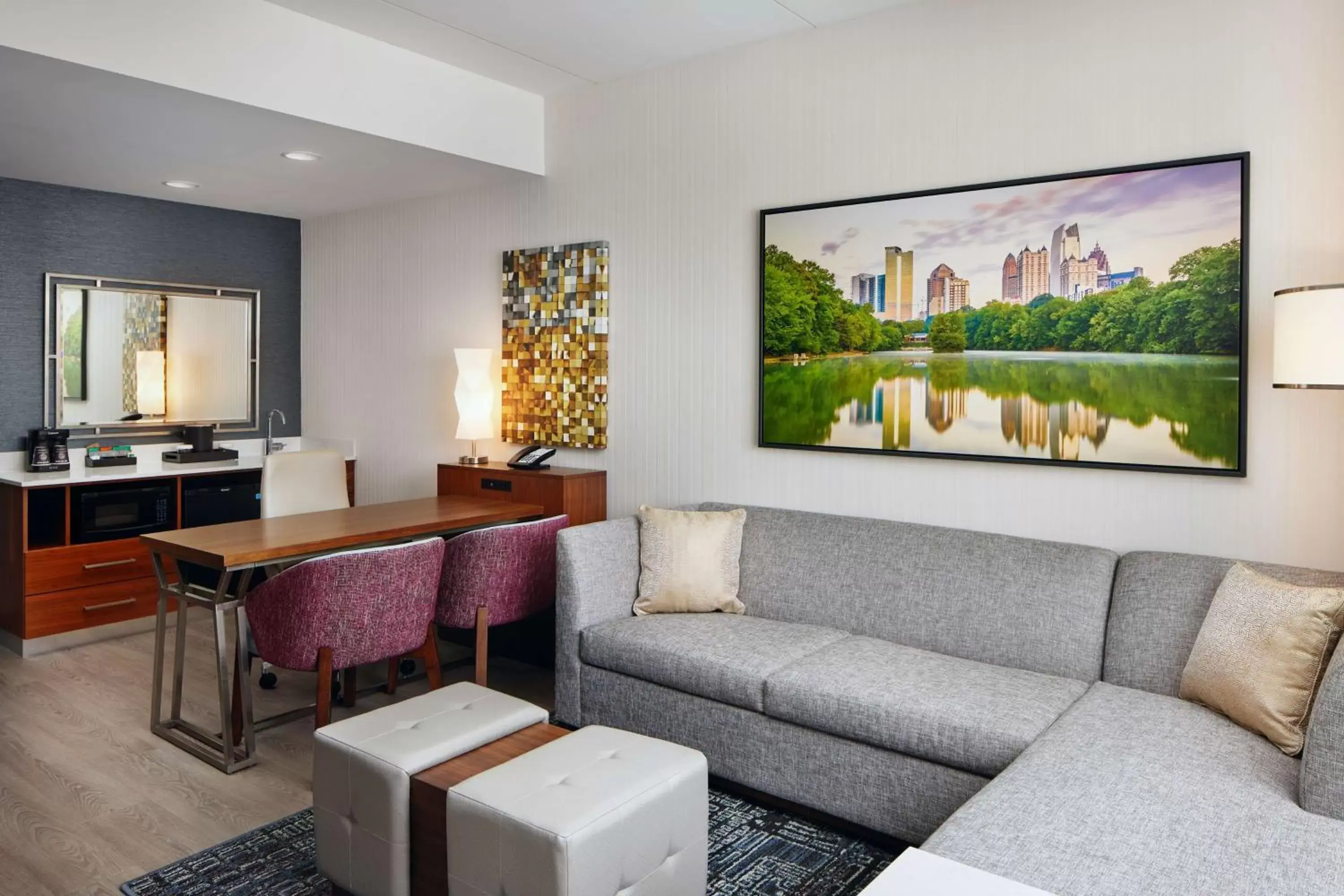 Living room, Seating Area in Embassy Suites By Hilton Atlanta Airport North