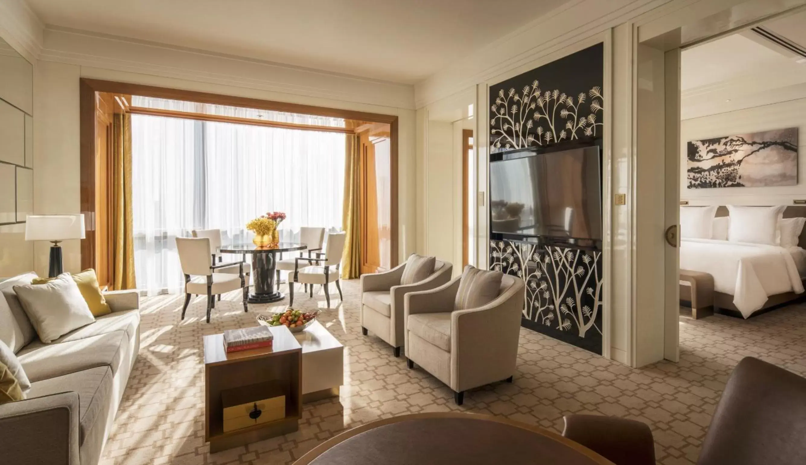 Bed, Seating Area in Four Seasons Hotel Tianjin