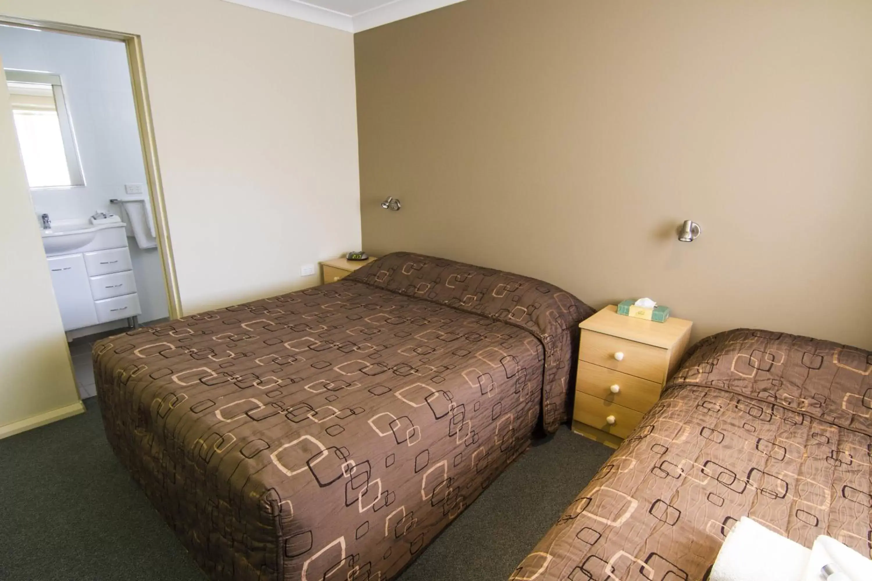 Bathroom, Bed in Green Gables Motel