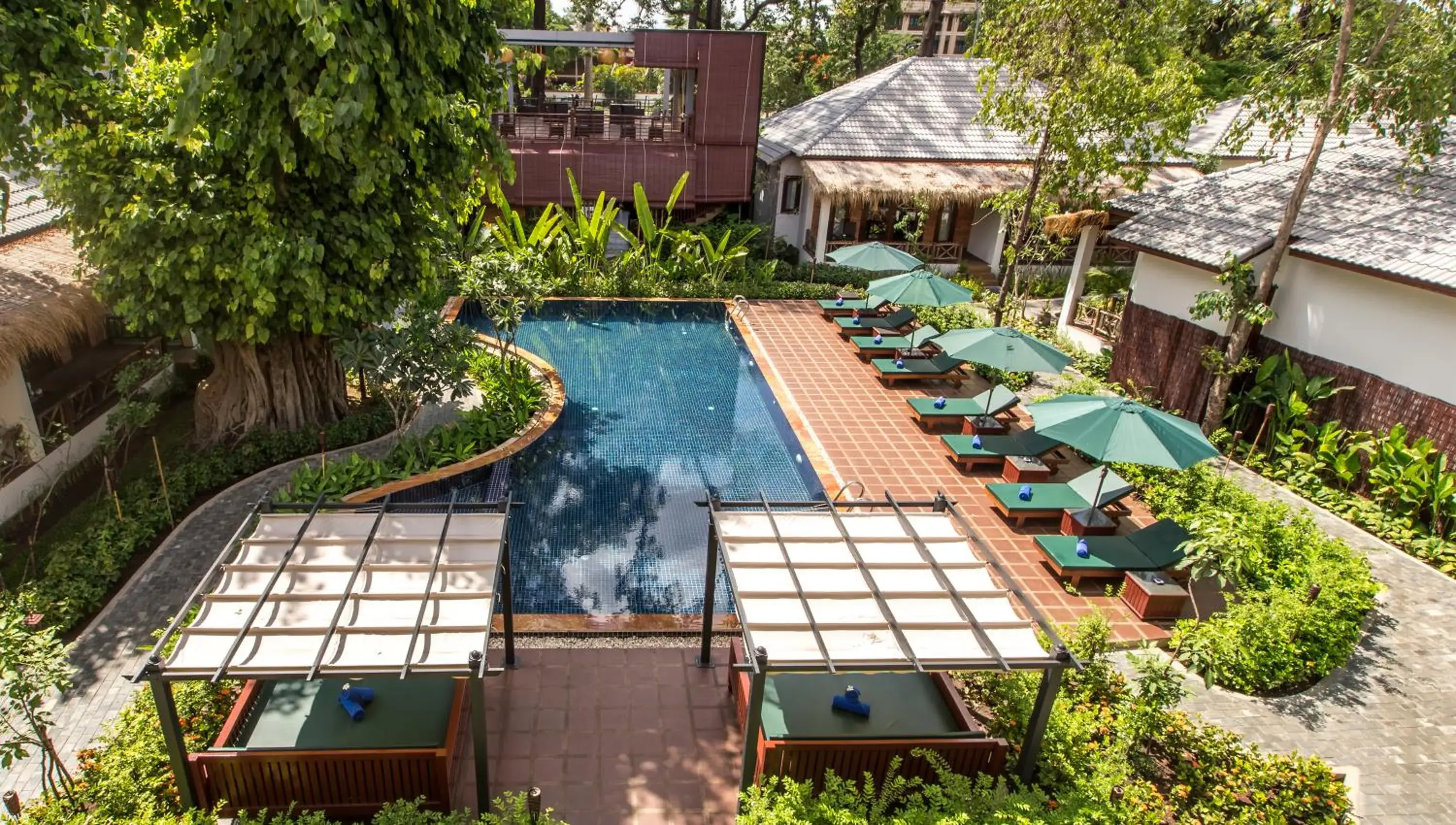 Bird's eye view, Pool View in La Rivière d' Angkor Resort