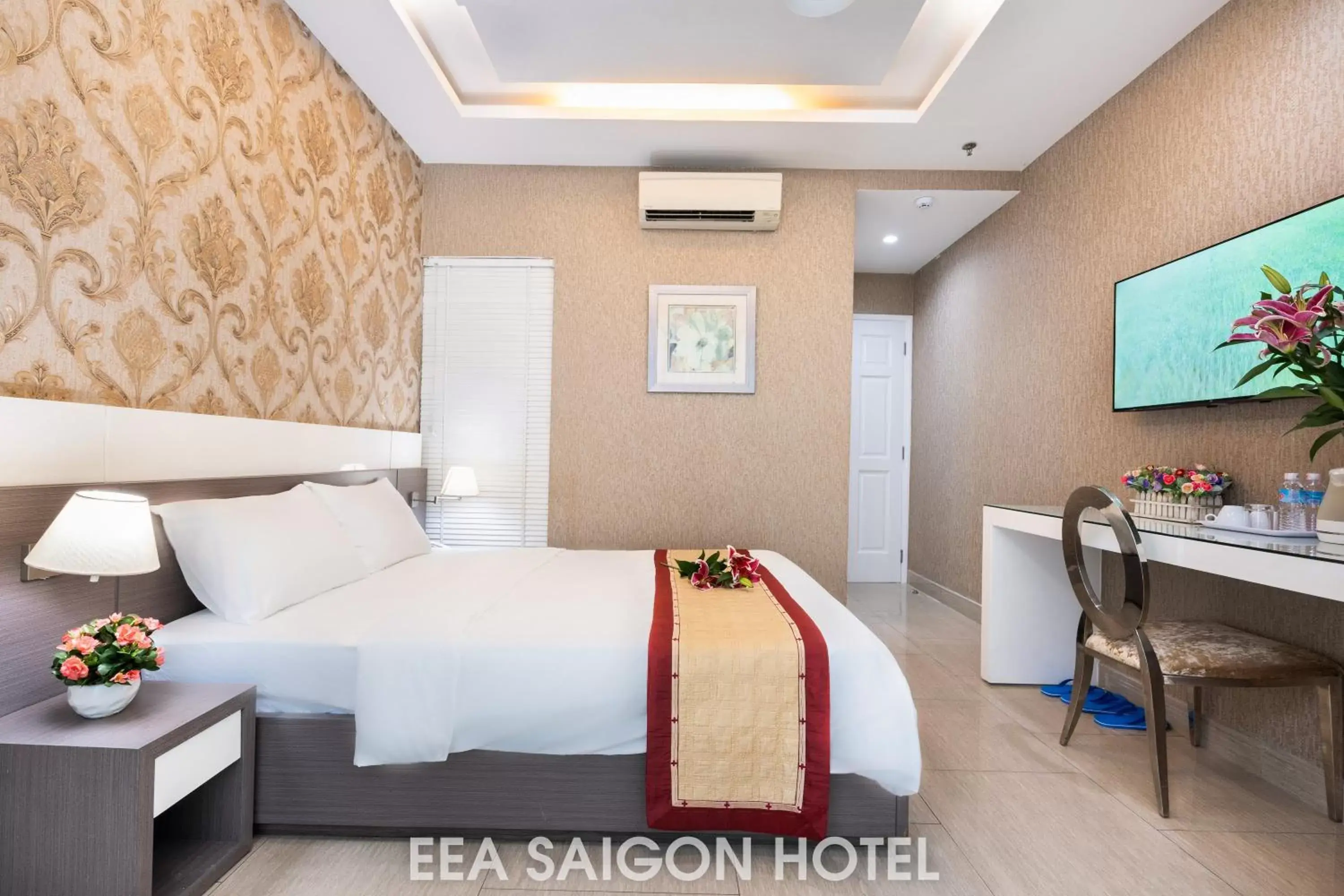 Bed in EEA Central Saigon Hotel