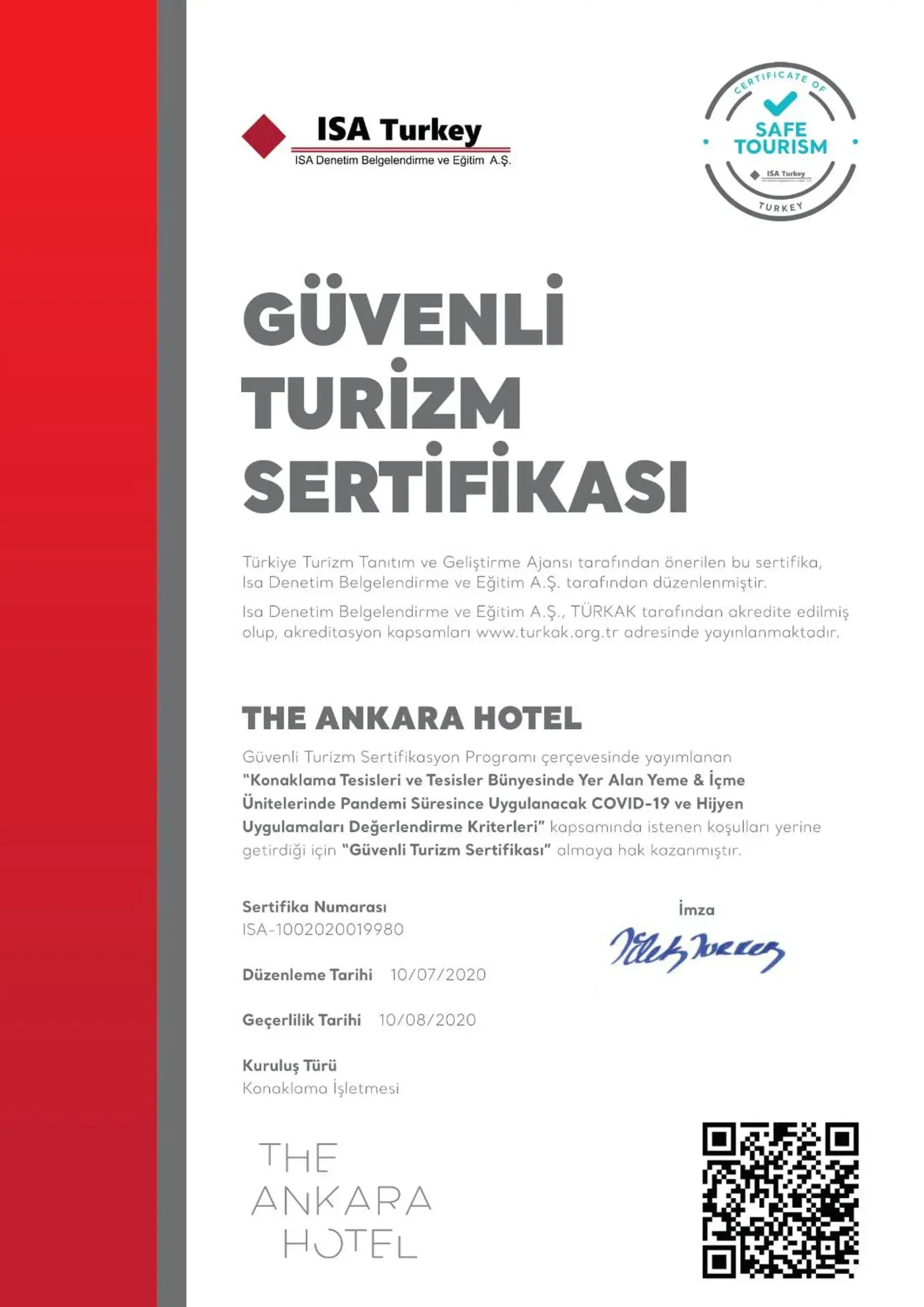 Logo/Certificate/Sign in The Ankara Hotel