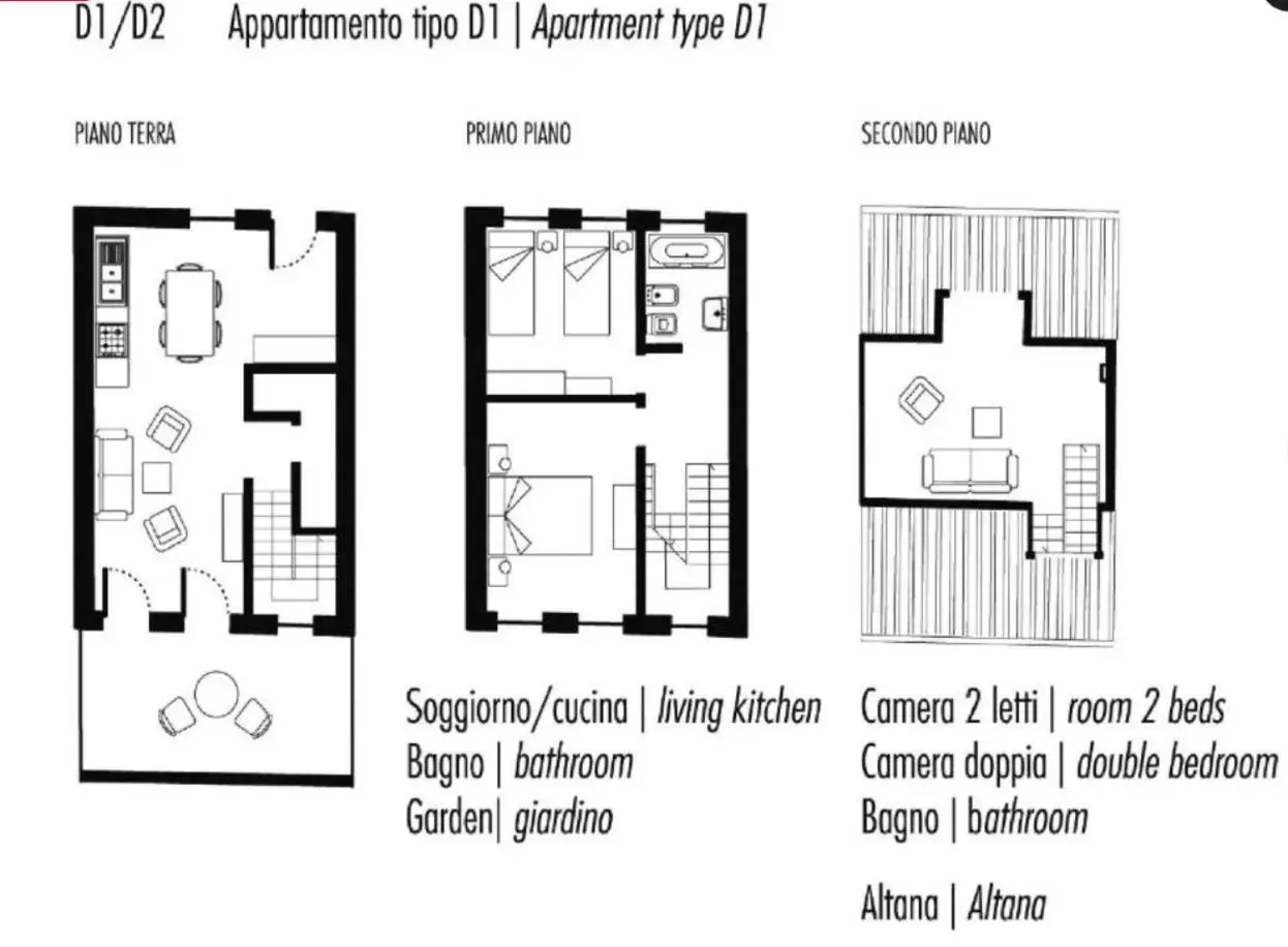 Text overlay, Floor Plan in Ca' Degli Antichi Giardini Apartments