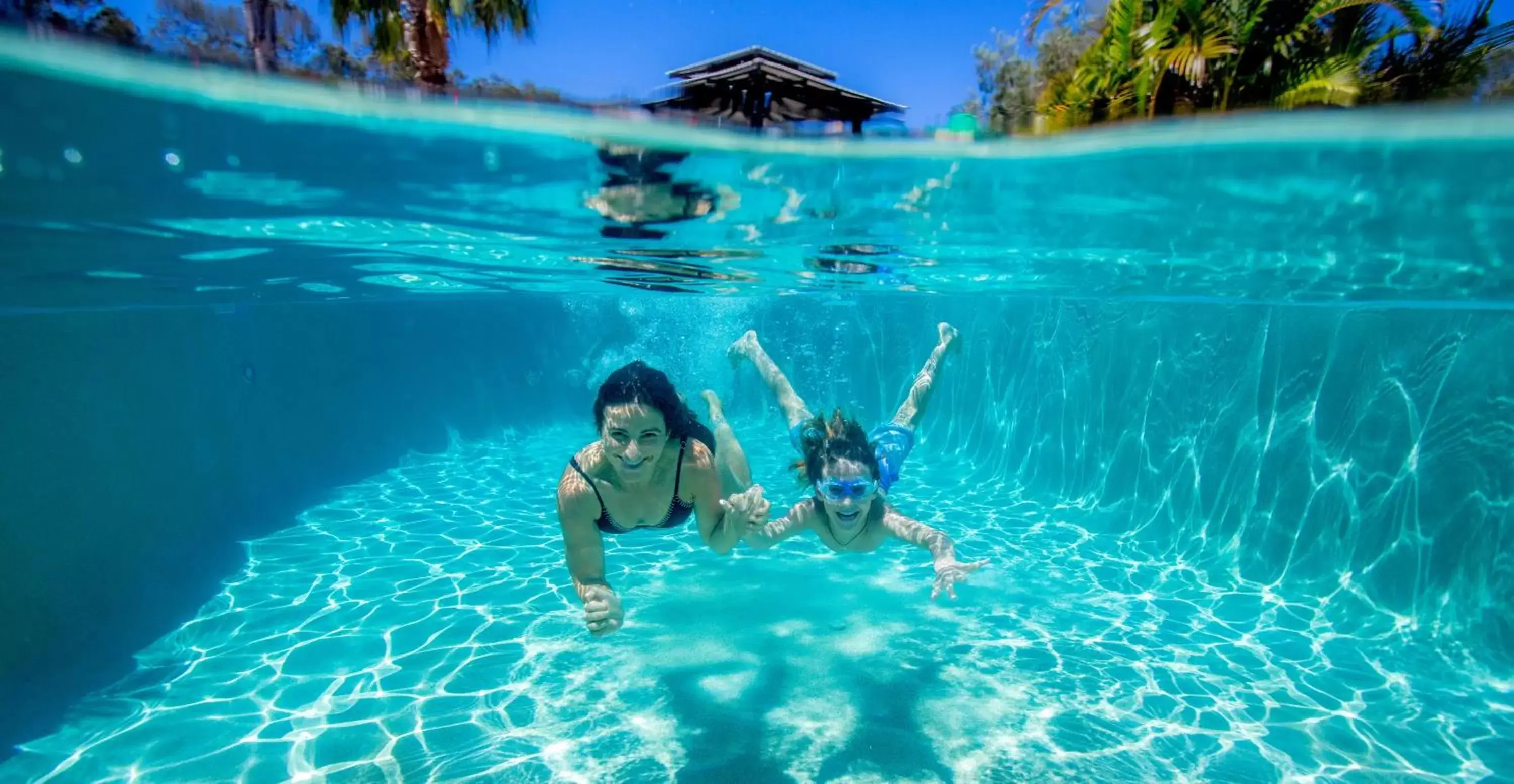 People, Swimming Pool in Lakeside Forster Holiday Park and Village