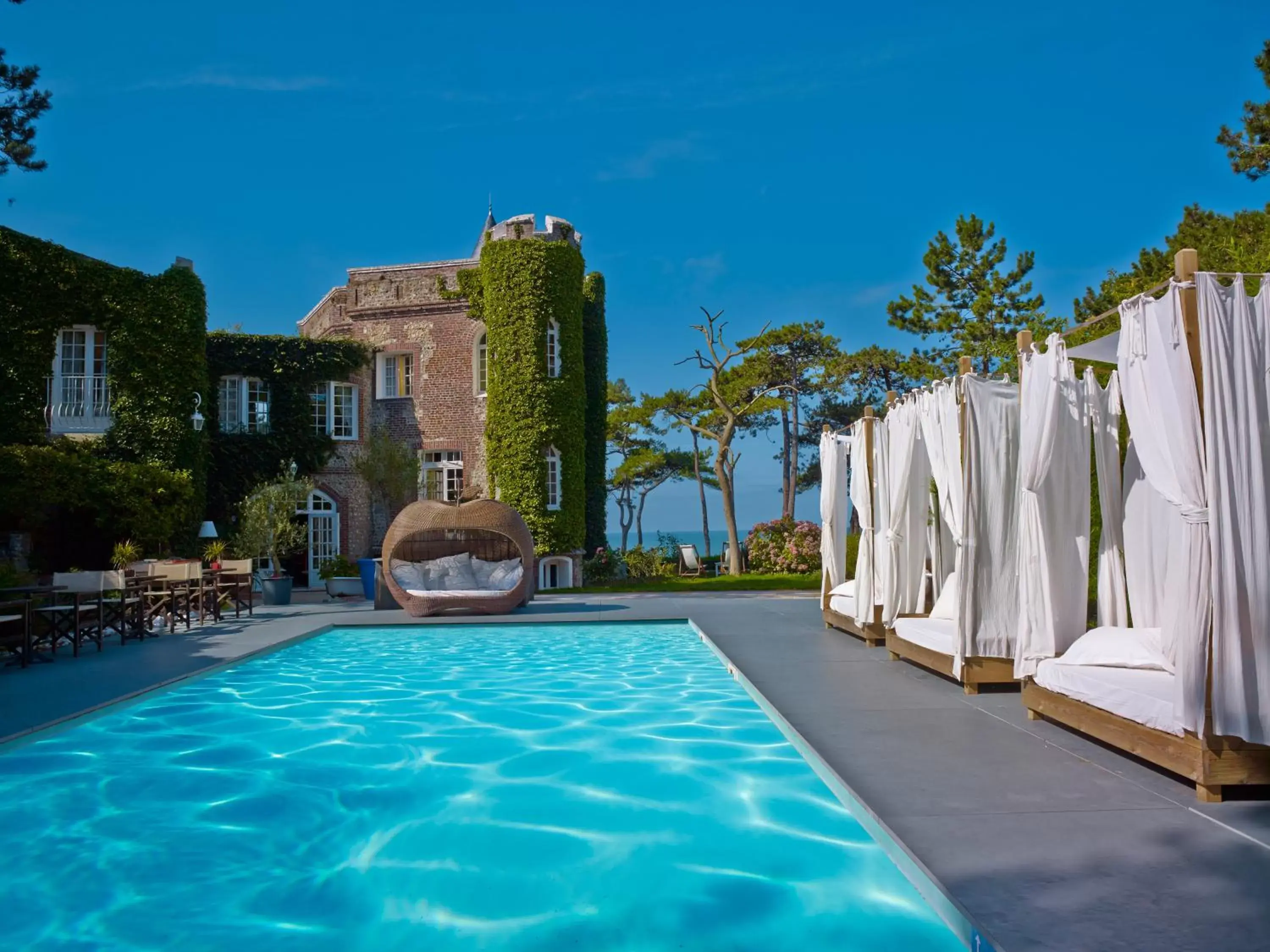 Patio, Swimming Pool in Domaine Saint Clair - Le Donjon