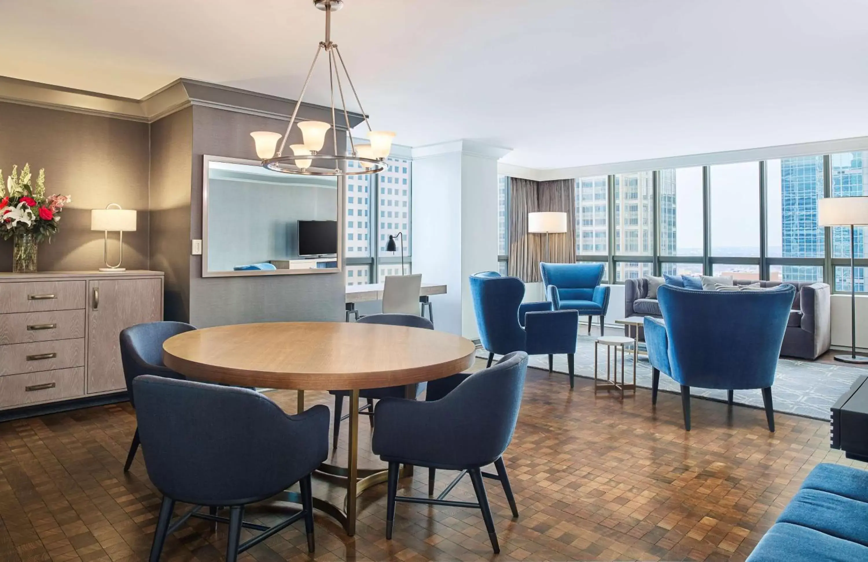 Living room in The Marquette Hotel, Curio Collection by Hilton Living room in The Marquette Hotel, Curio Collection by Hilton