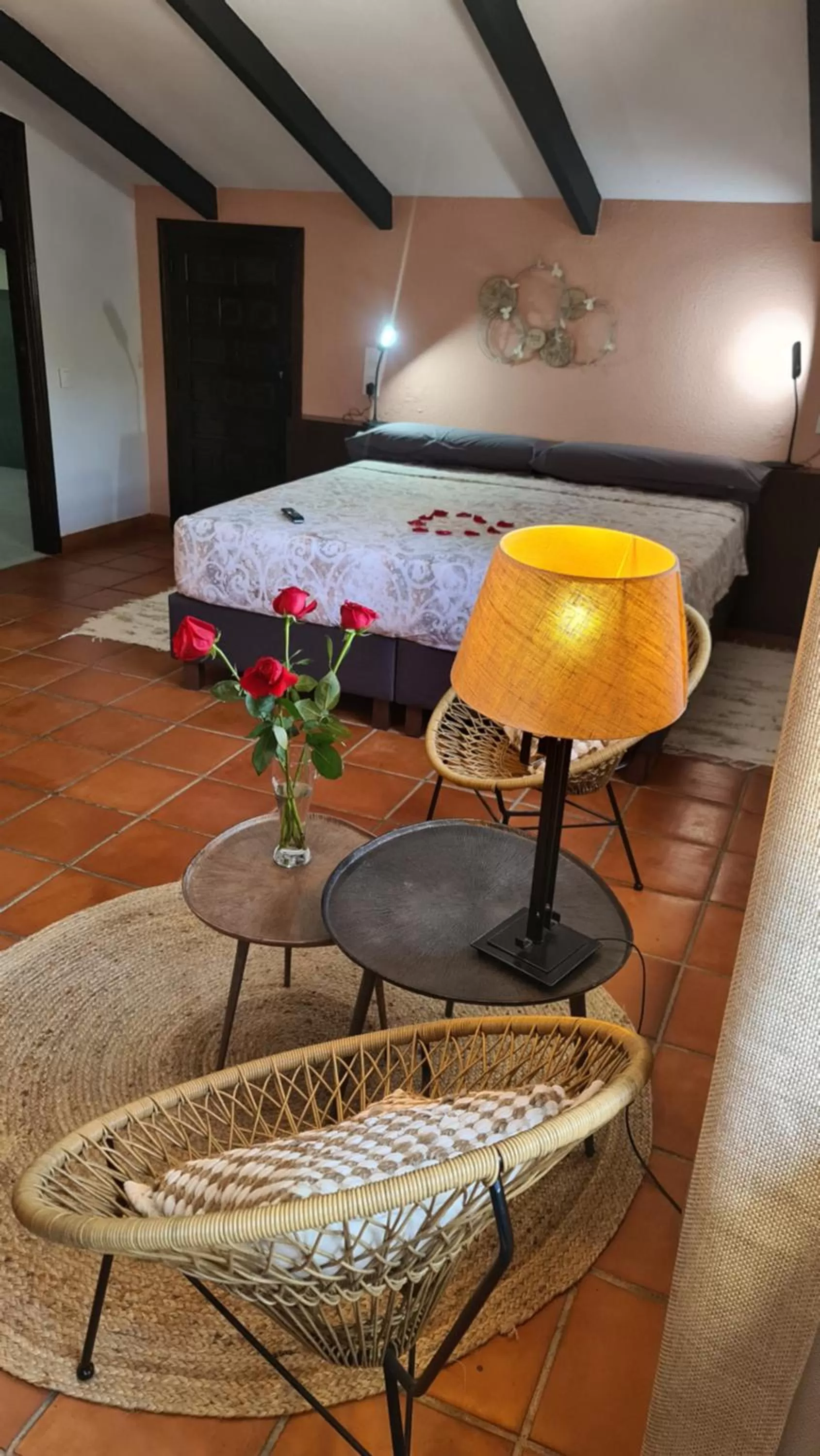 Bed, Seating Area in Finca la Yuca