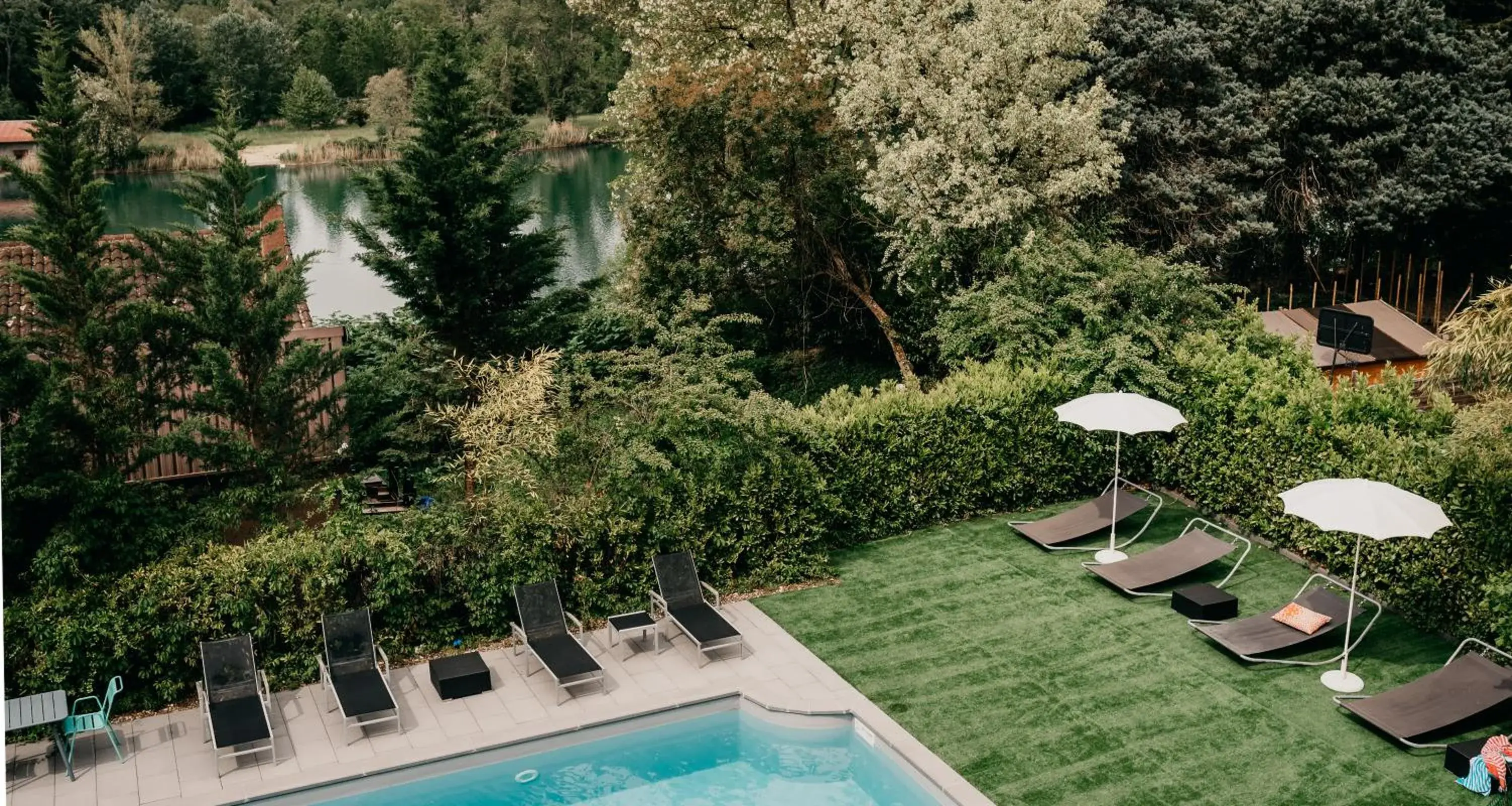 Pool View in Best Western Bridge Hotel Lyon East