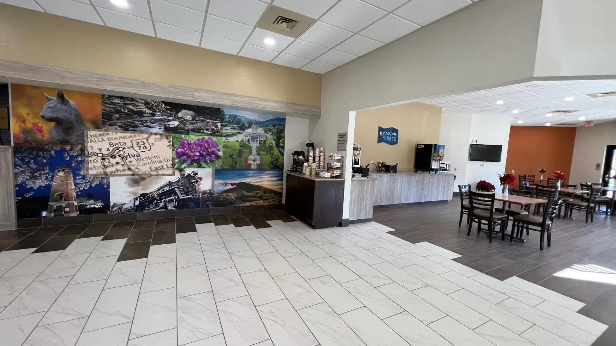Lobby or reception in Clarion Pointe Sylva near Cherokee Area Lobby or reception in Clarion Pointe Sylva near Cherokee Area