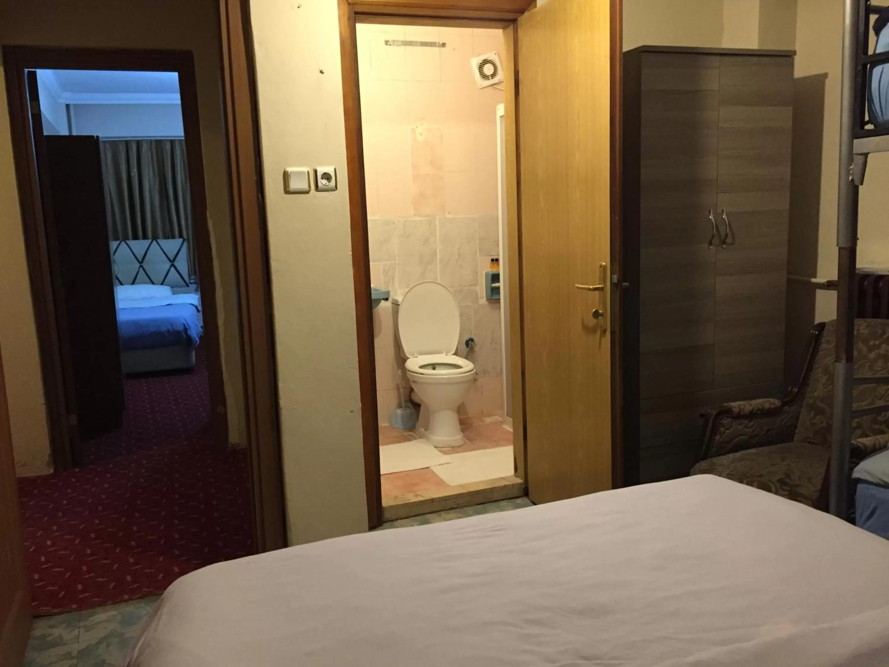 Toilet, Bed in Paris Hotel