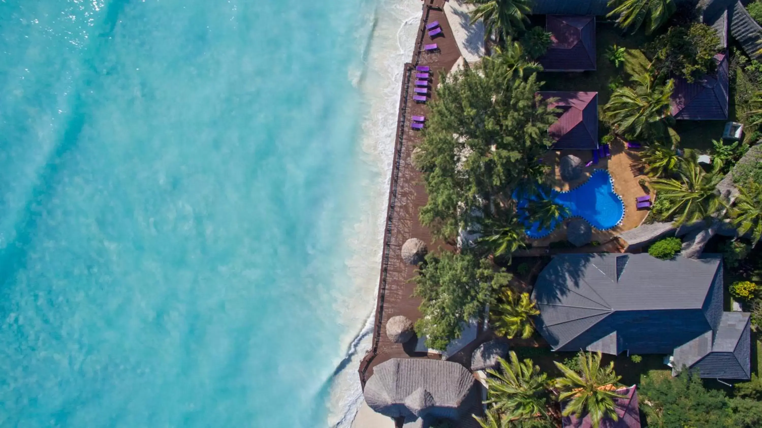 Bird's eye view, Pool View in Mnarani Beach Cottages