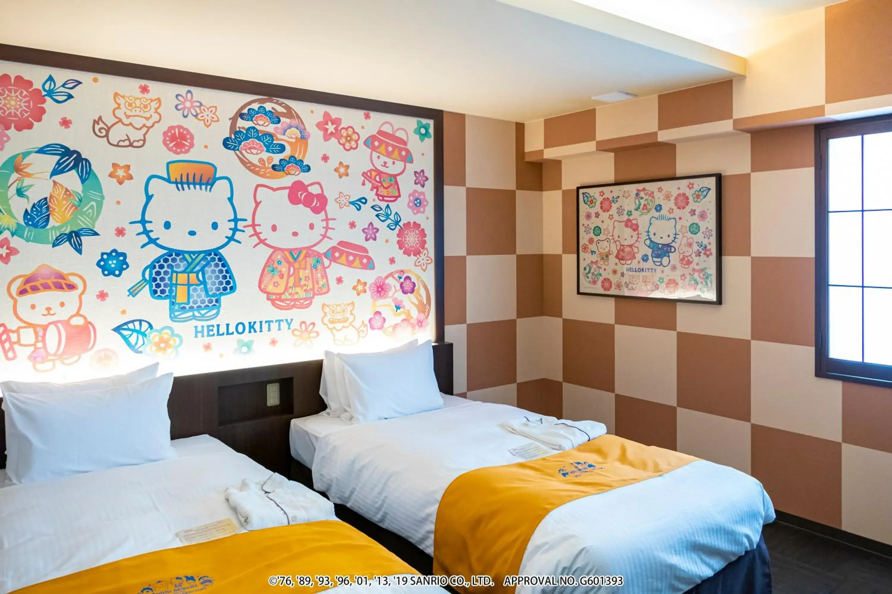 Bed in Hotel Okinawa With Sanrio Characters