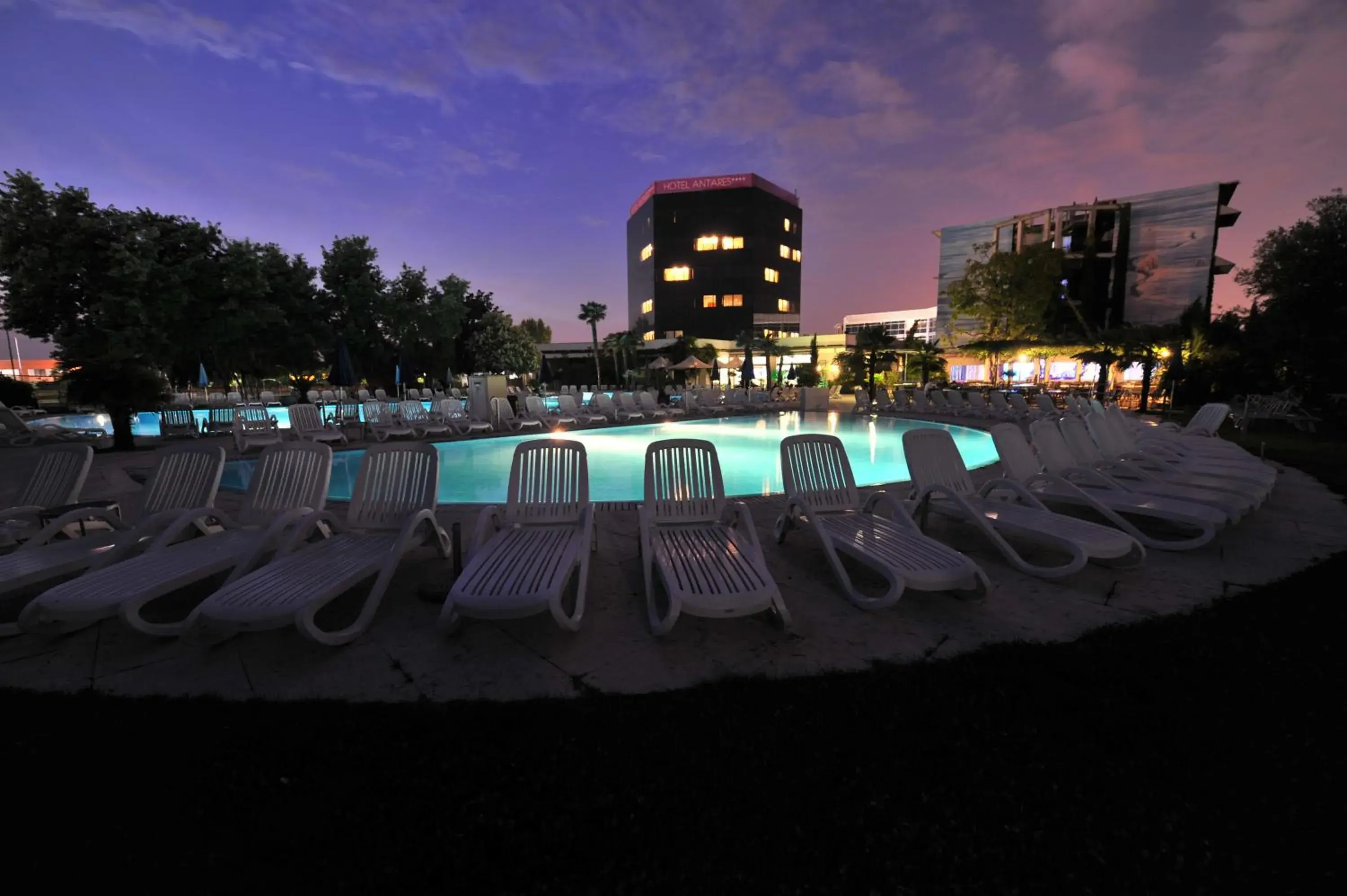 Night, Swimming Pool in Hotel Antares Sport Beauty & Wellness