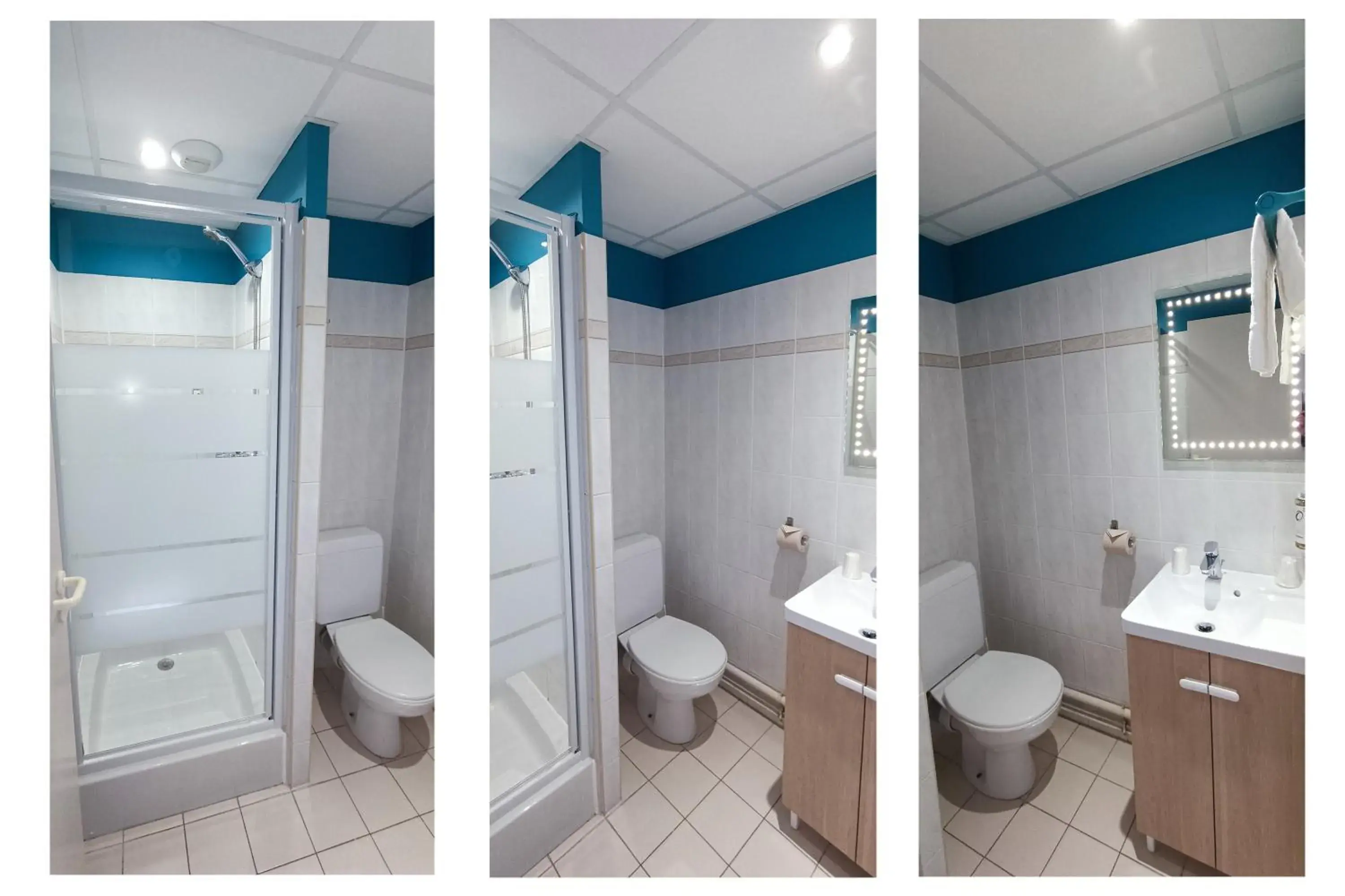 Shower, Bathroom in The Originals Access, Hotel les Iris, Berck-sur-Mer (P'tit Dej-Hotel)