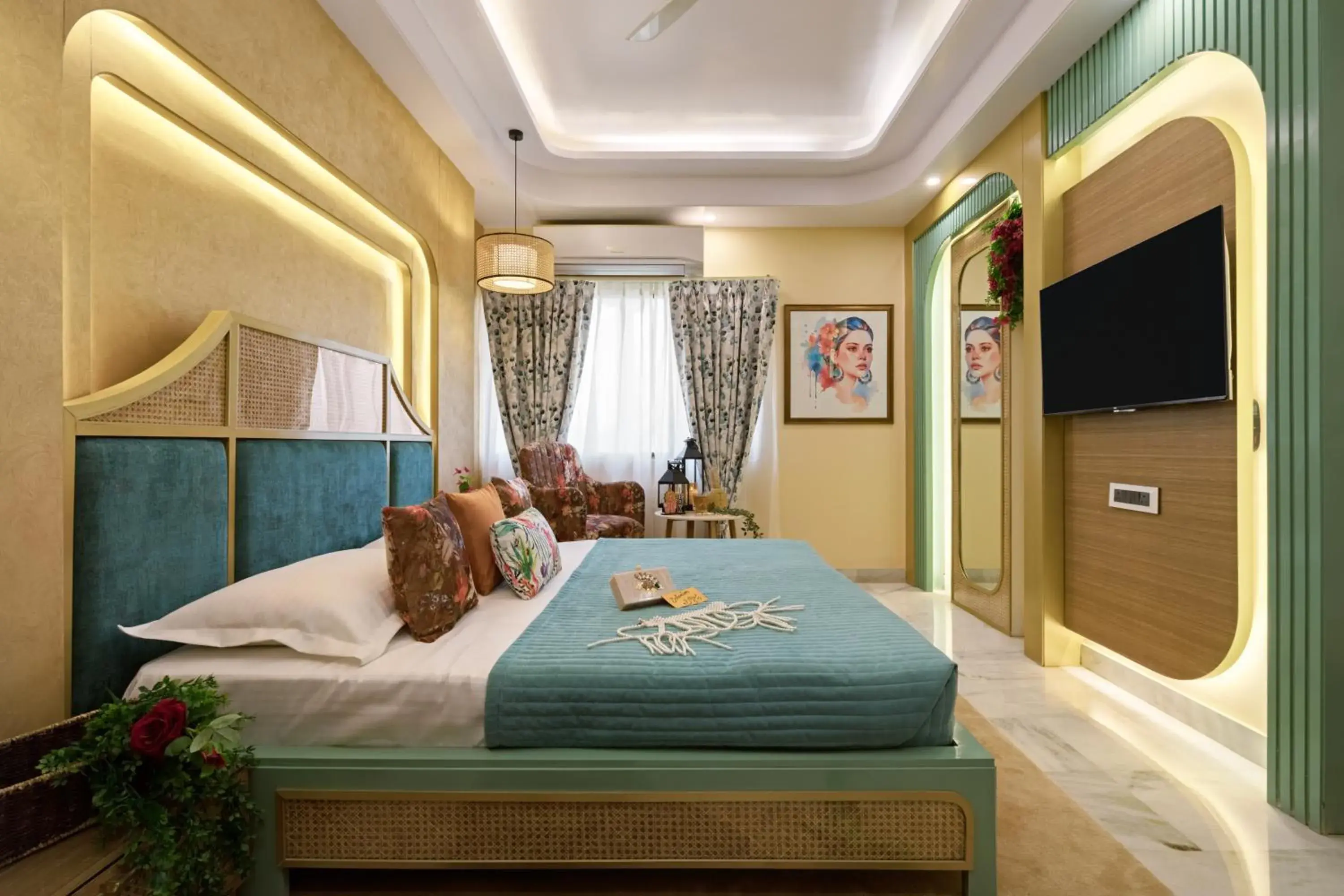 Bed in Hotel Sarang Palace