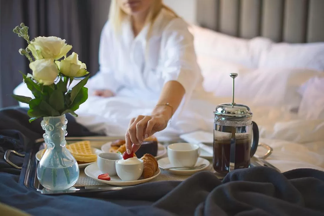 Bed in The Manor House at the Queen Victoria Hotel by NEWMARK