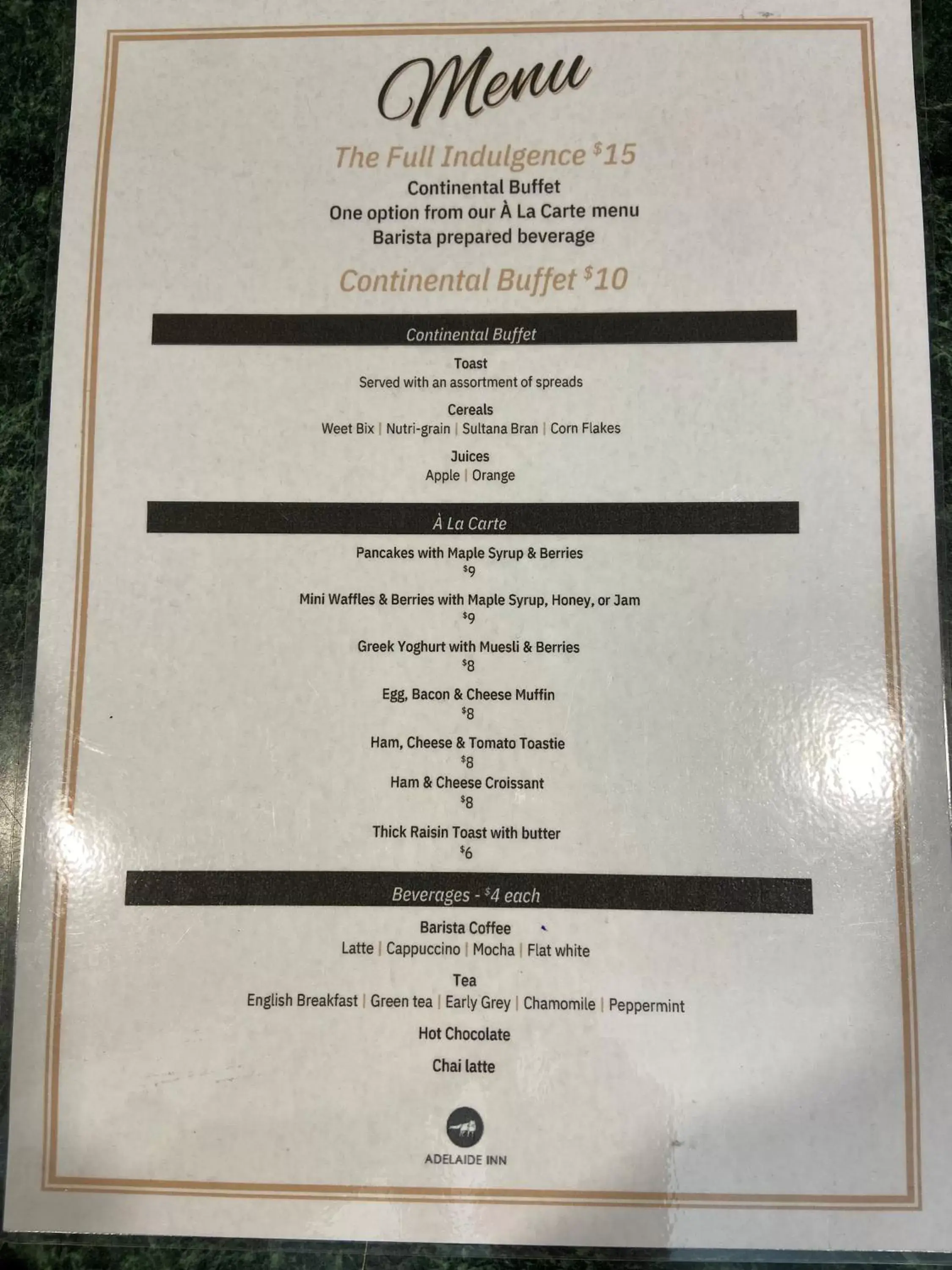 Breakfast in Adelaide Inn Breakfast in Adelaide Inn