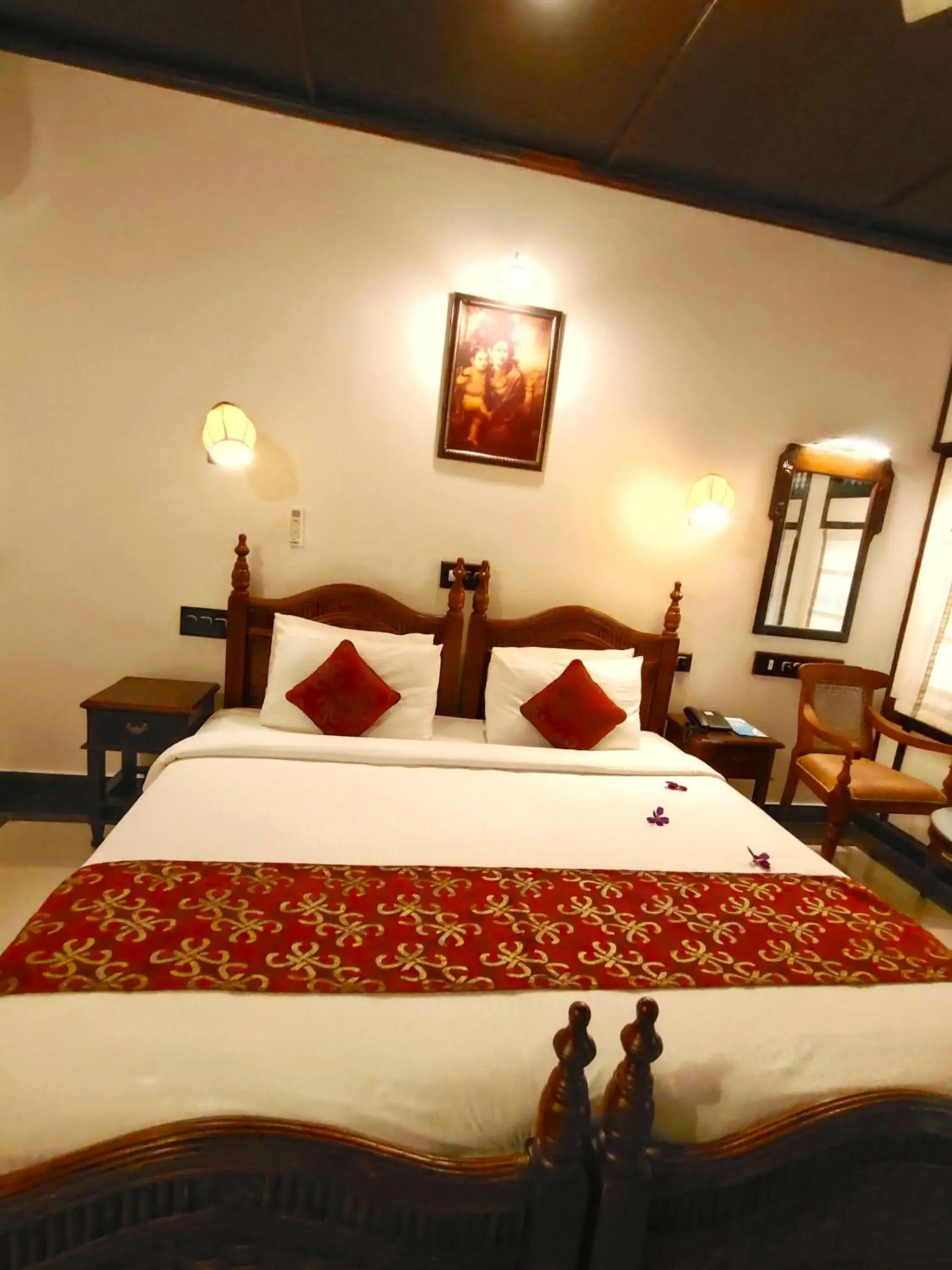 Bed in The Travancore Heritage Beach Resort