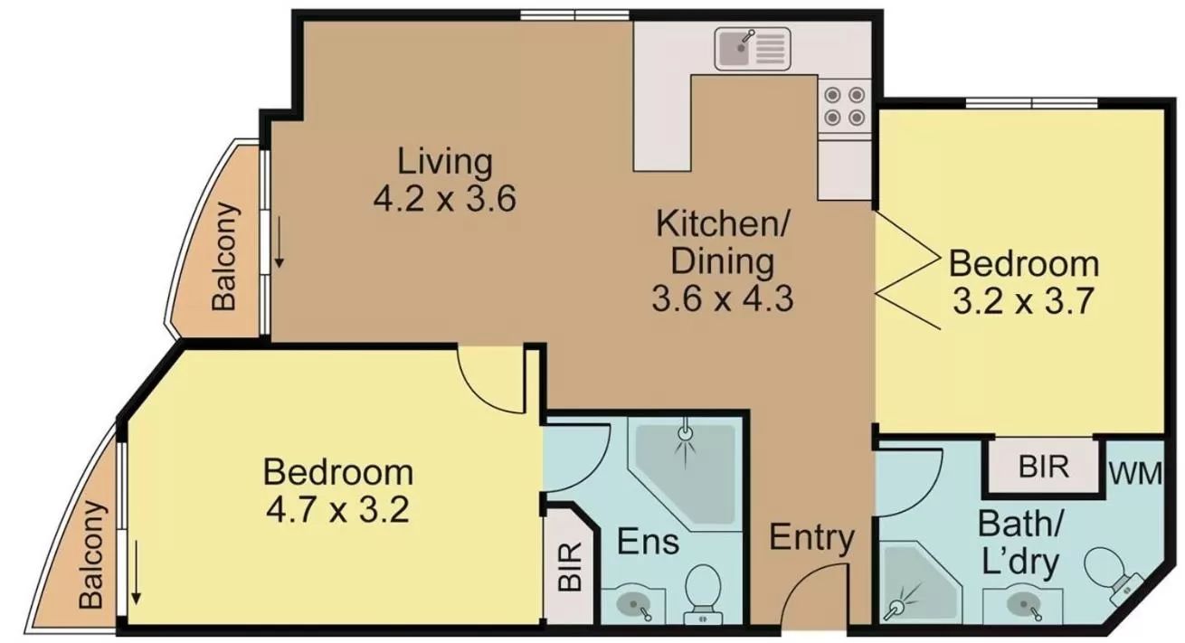 Floor plan in Quest Auckland Serviced Apartments