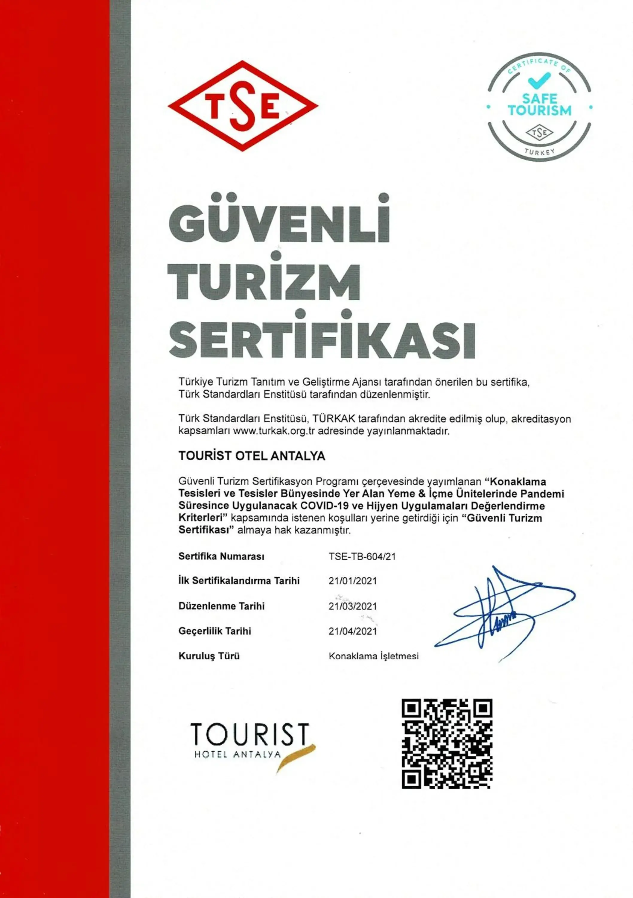 Certificate/Award in Tourist Hotel